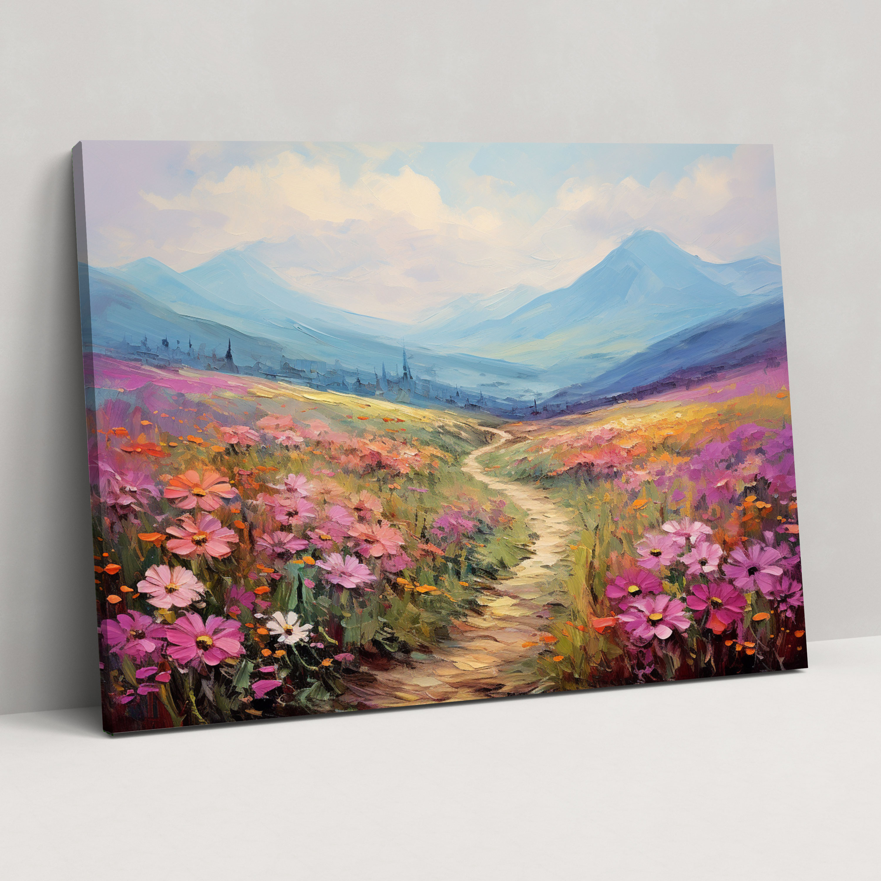Travel Wall Art - Impressionist Flower Field Canvas Print - Travel, Canvas, Canvas Print, Exploration