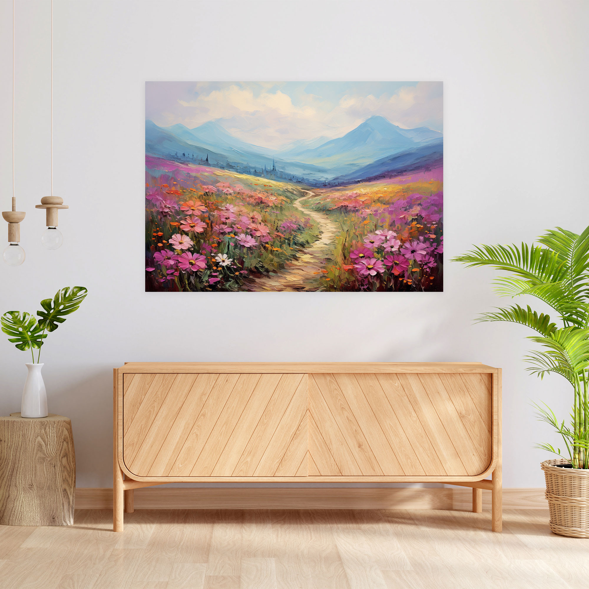 Travel Wall Art - Impressionist Flower Field Canvas Print - Travel, Canvas, Canvas Print, Exploration