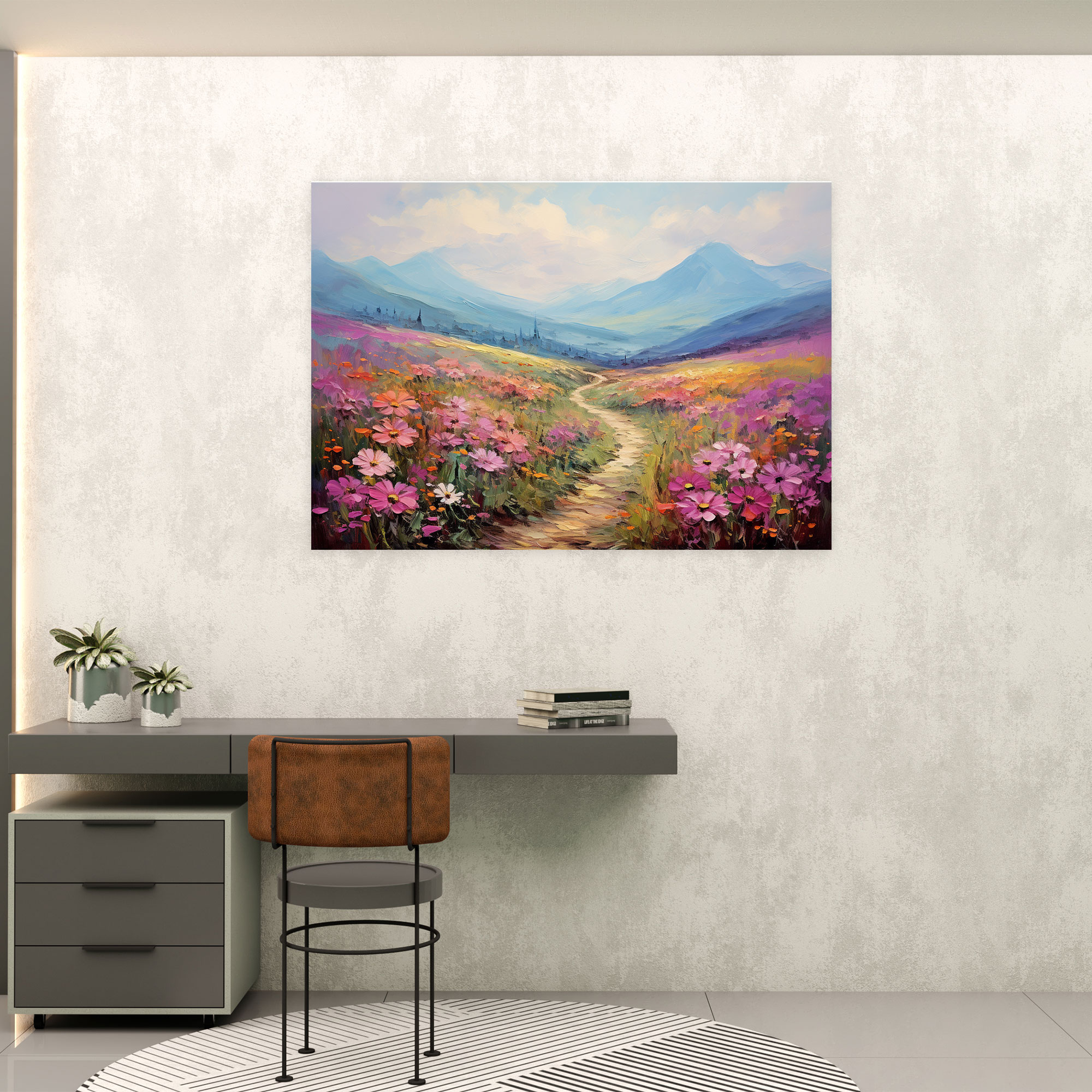 Travel Wall Art - Impressionist Flower Field Canvas Print - Travel, Canvas, Canvas Print, Exploration