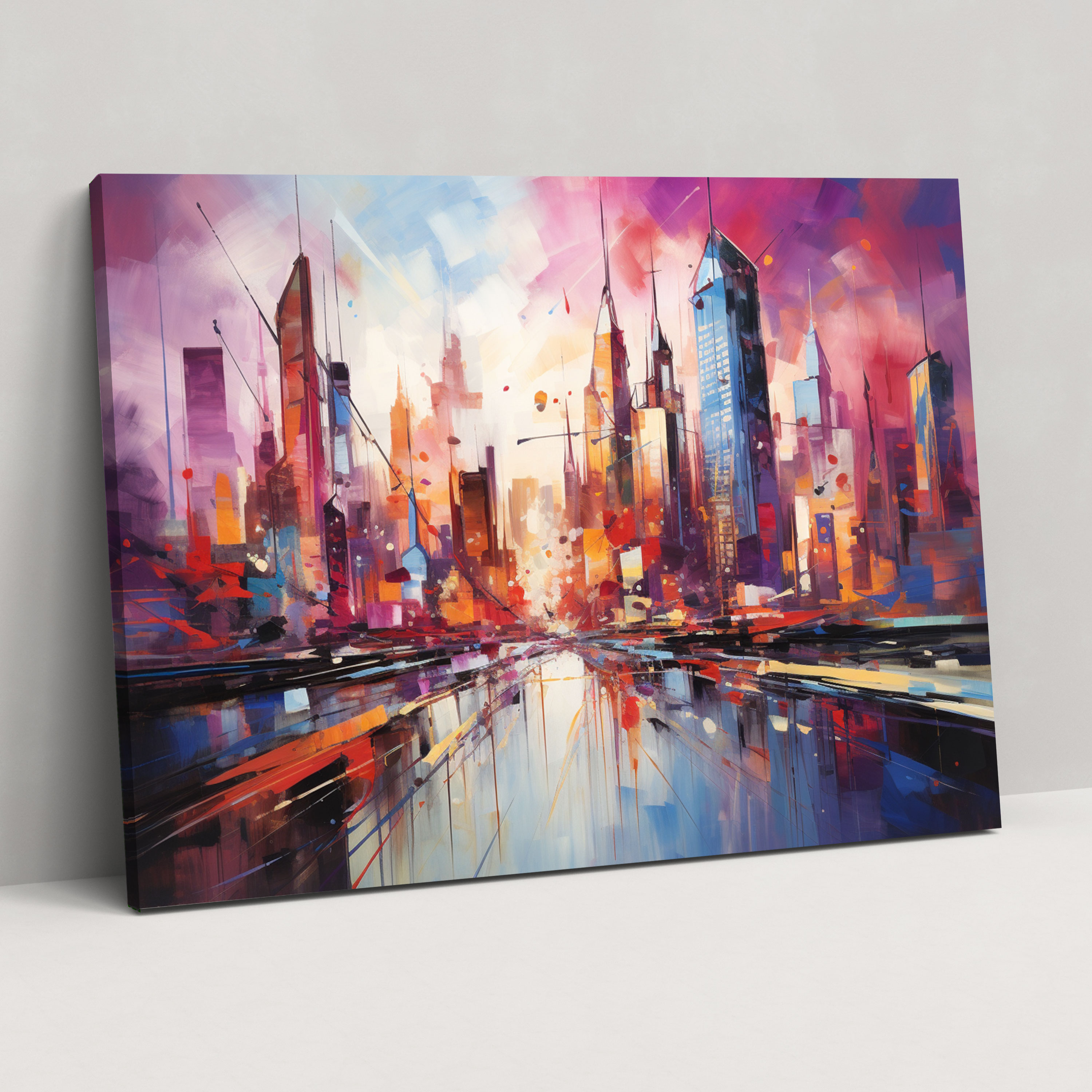 Travel Canvas Print - Cityscape Wall Art - Travel, Sunset, Canvas Wall Art, Abstract Painting