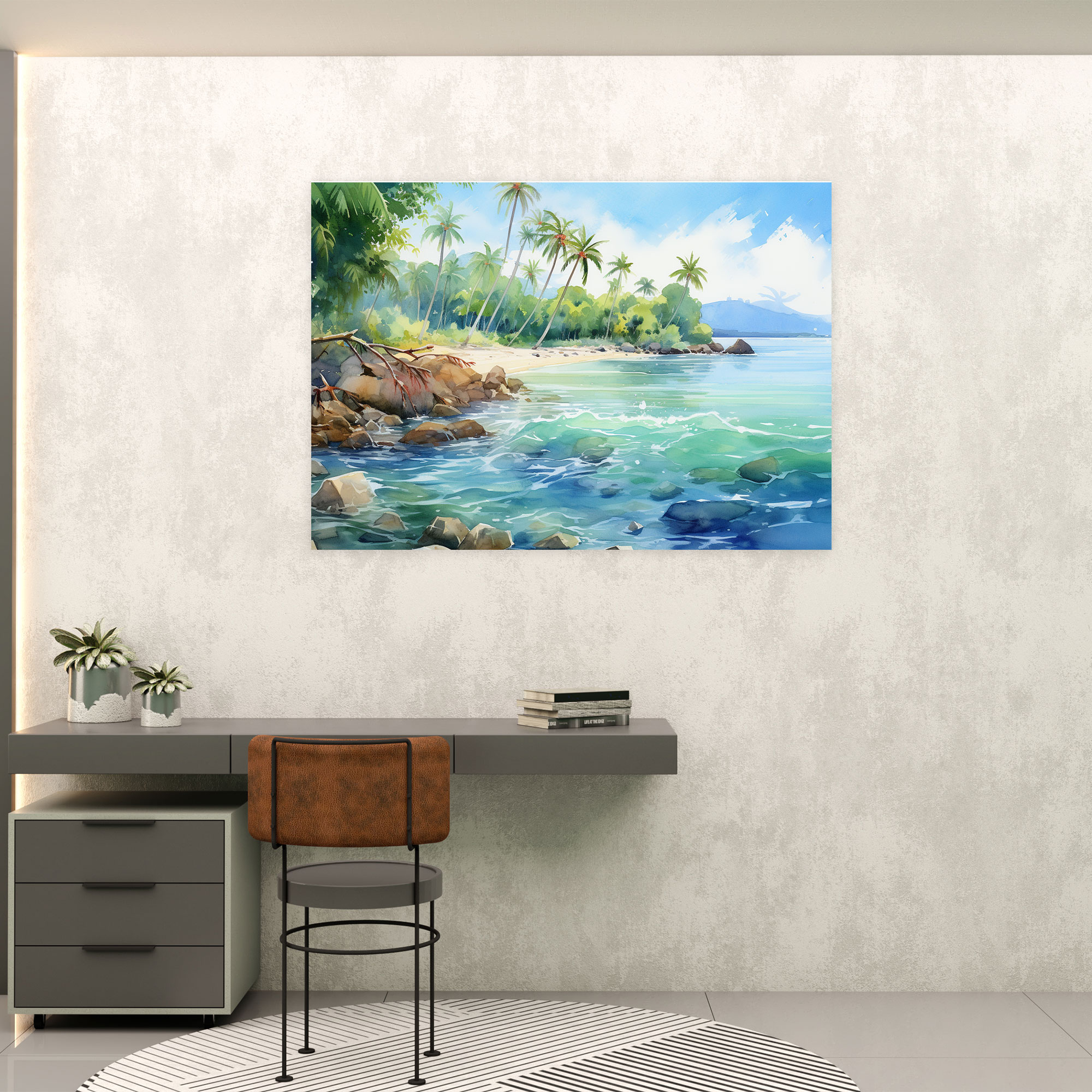 Travel Wall Art - Tropical Beach Canvas Print - Travel, Travel, Canvas Wall Art, Palm Trees