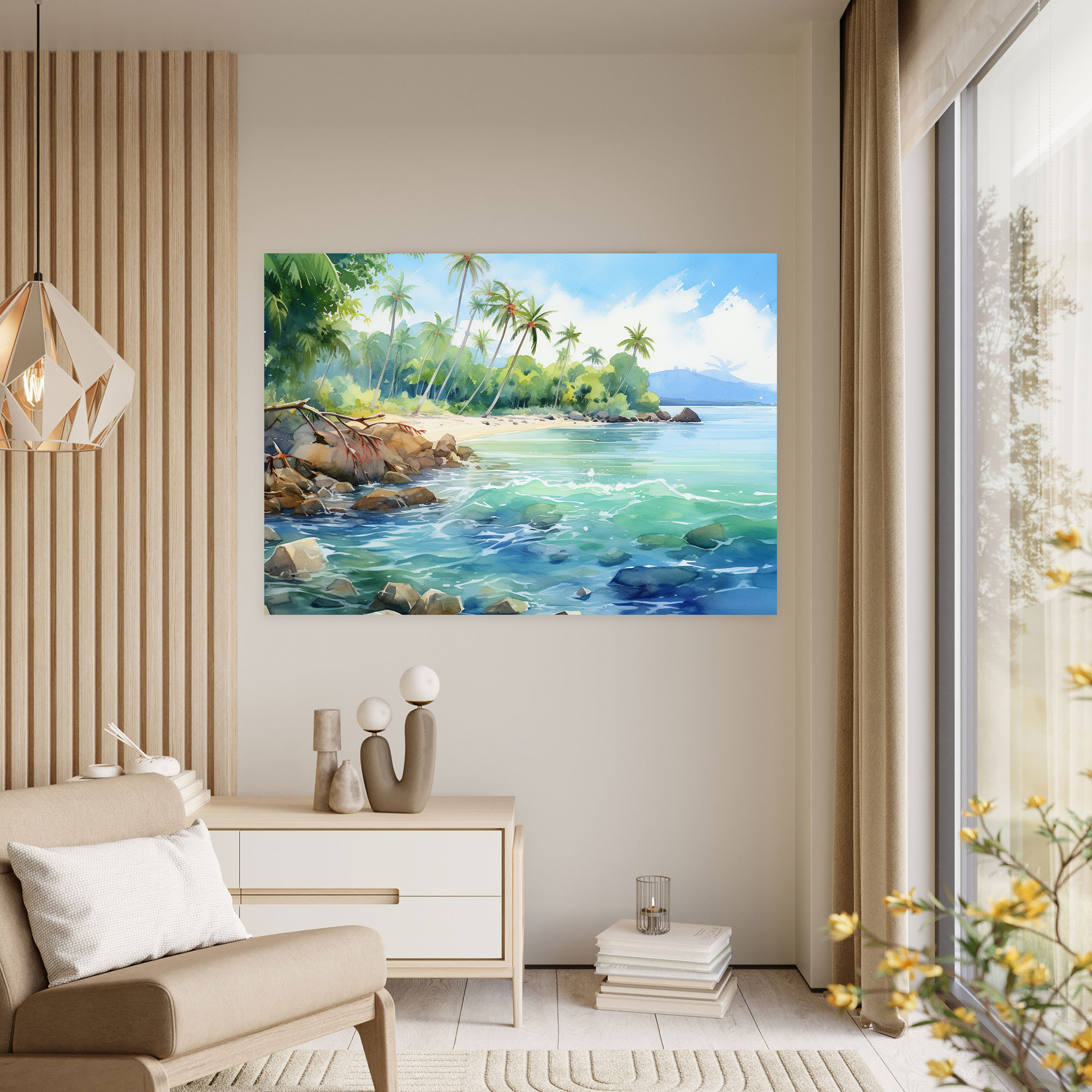 Travel Wall Art - Tropical Beach Canvas Print - Travel, Travel, Canvas Wall Art, Palm Trees