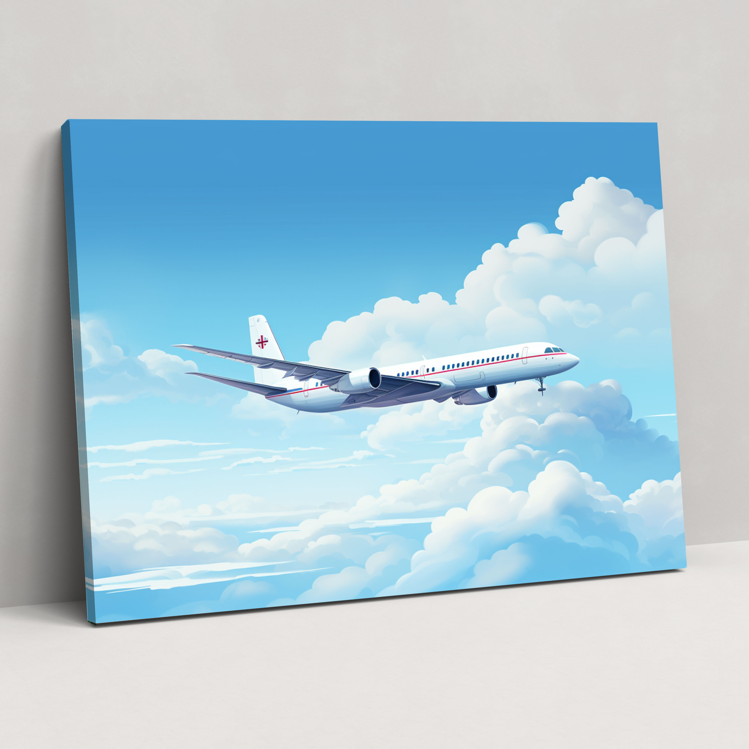 Travel Wall Decoration - Airplane Canvas Print - Travel, Airplane, Travel, Minimalist Design