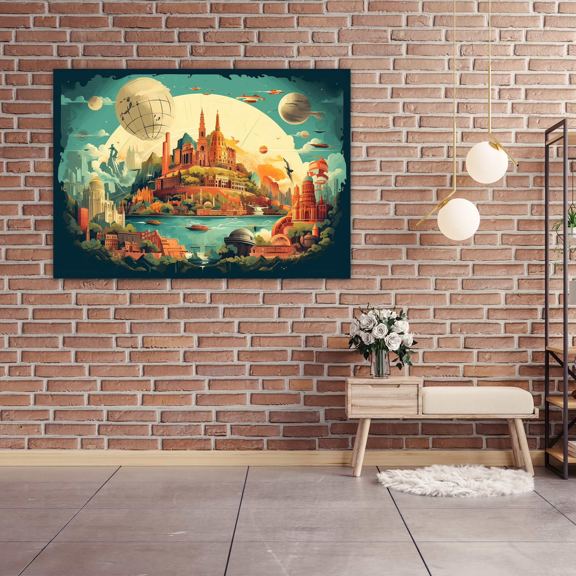 Travel Art Print - Vintage Landmark Canvas - Travel, Vintage Travel Poster, Landmark, Canvas Wall Art
