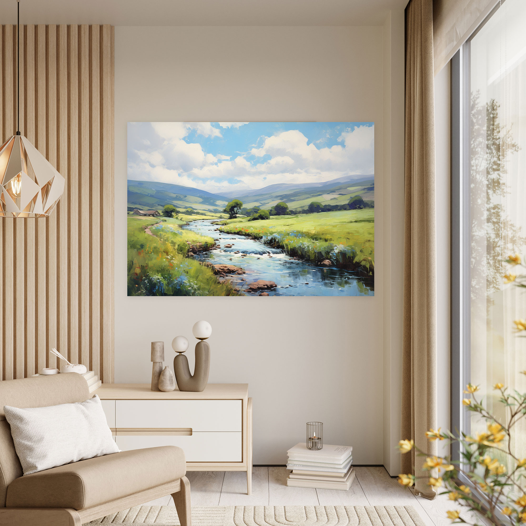 Travel Wall Decoration - Serene Countryside Landscape - Travel, Canvas Print, Oil Painting, Canvas