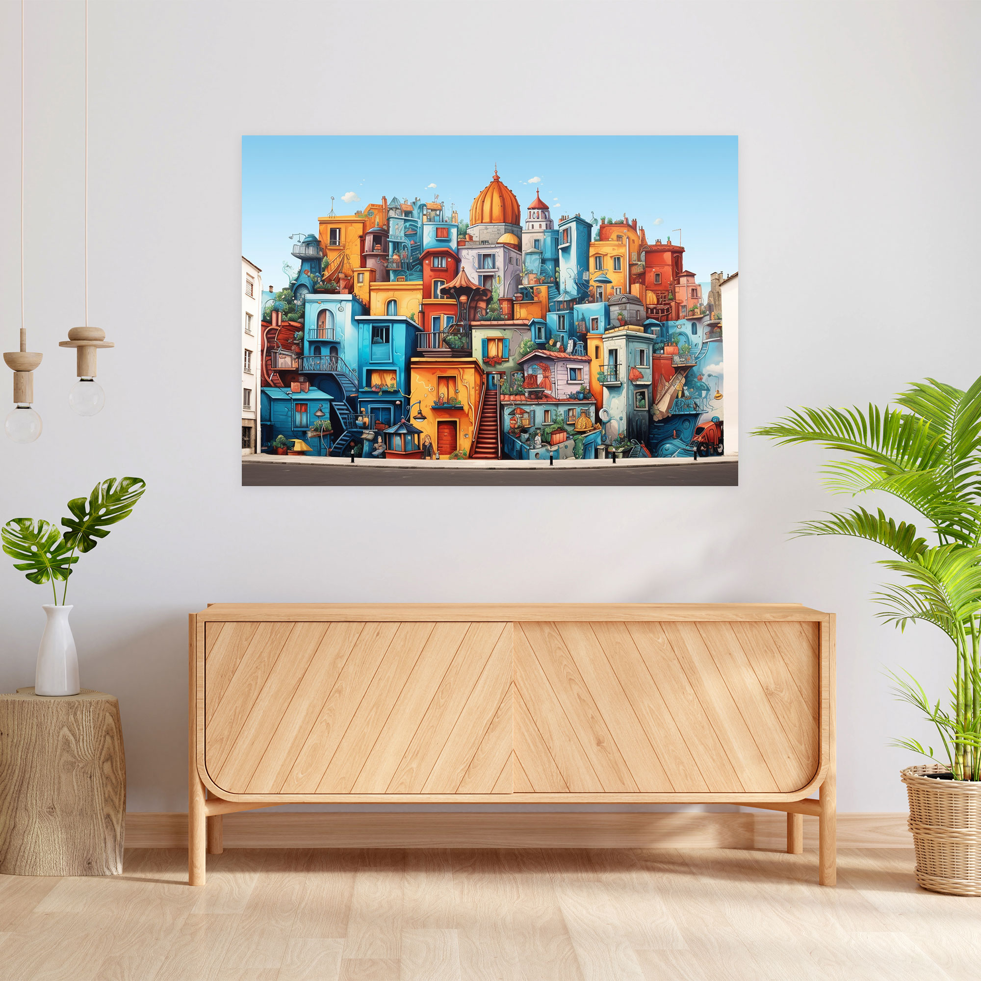 Travel Wall Art - Iconic Landmarks Street Art - Travel, Graffiti, Home Decoration, Canvas Print