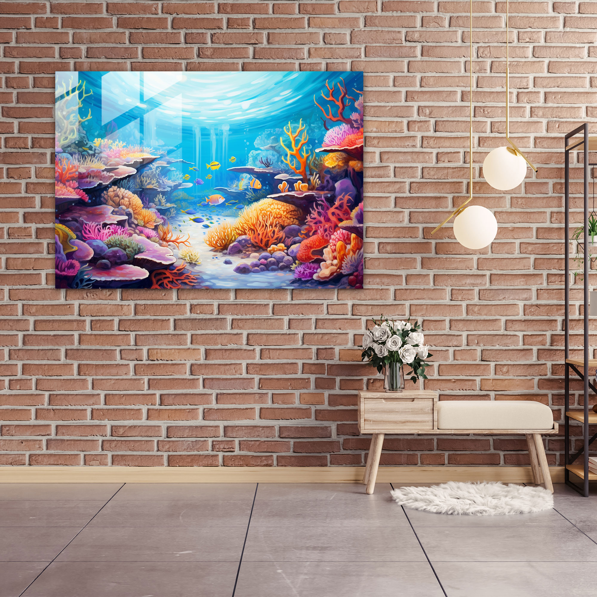Travel Glass Wall Decoration - Travel, Marine Life, Coral Reefs, Underwater Scene