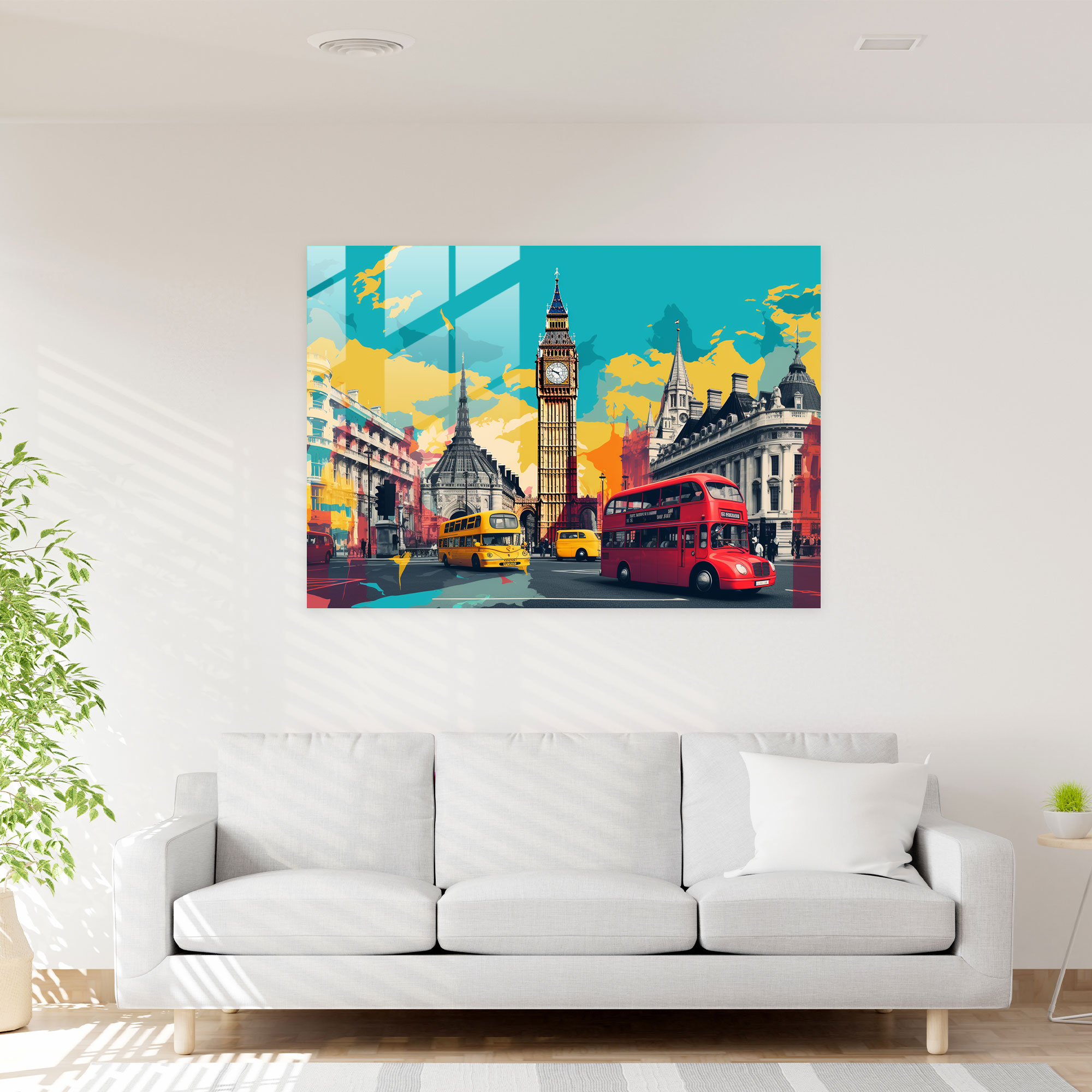 Travel Glass Print Art - Travel, Collage Of Landmarks, Vibrant, Wall Decoration