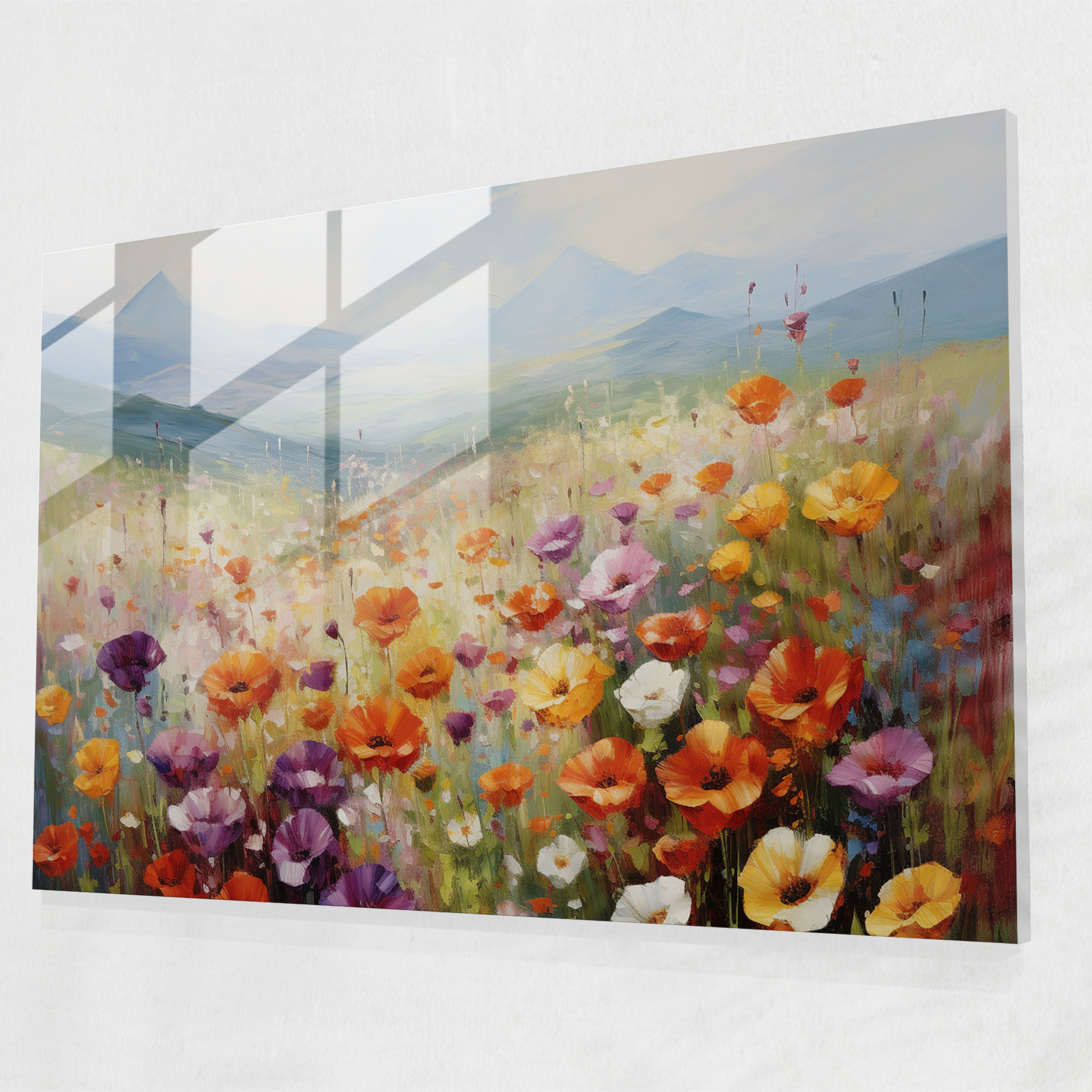 Travel Home Decoration - Travel, Impressionist Painting, Glass Art, Colorful Field