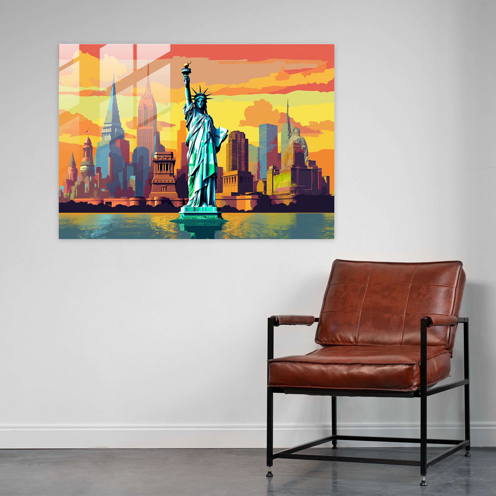 Seyahat Cam Tablo Sanatı - Canlı Pop Art İllüstrasyonlu Cam Tablo