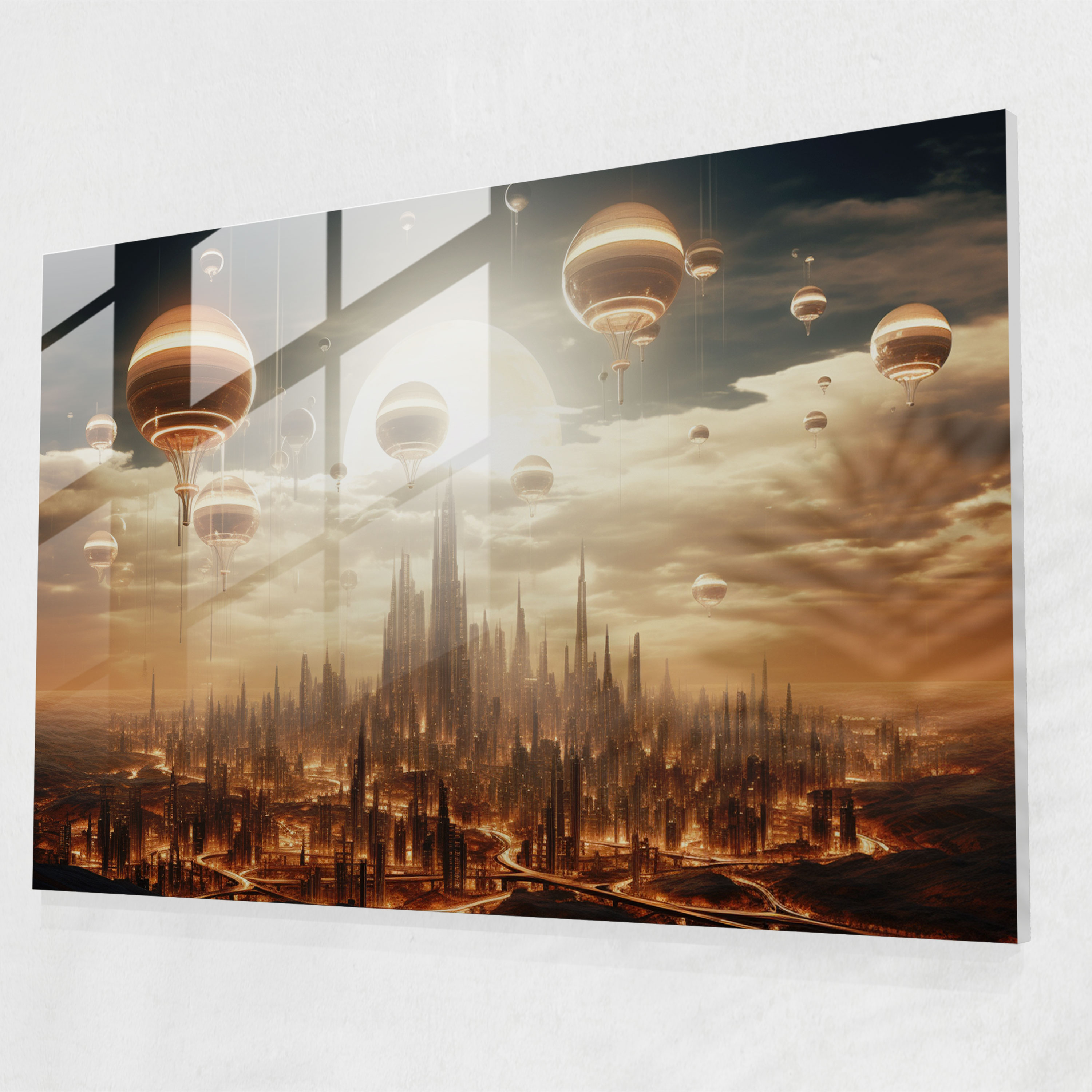 Travel Wall Decoration - Travel, Dreamlike City, Floating In The Sky, Glass Wall Art