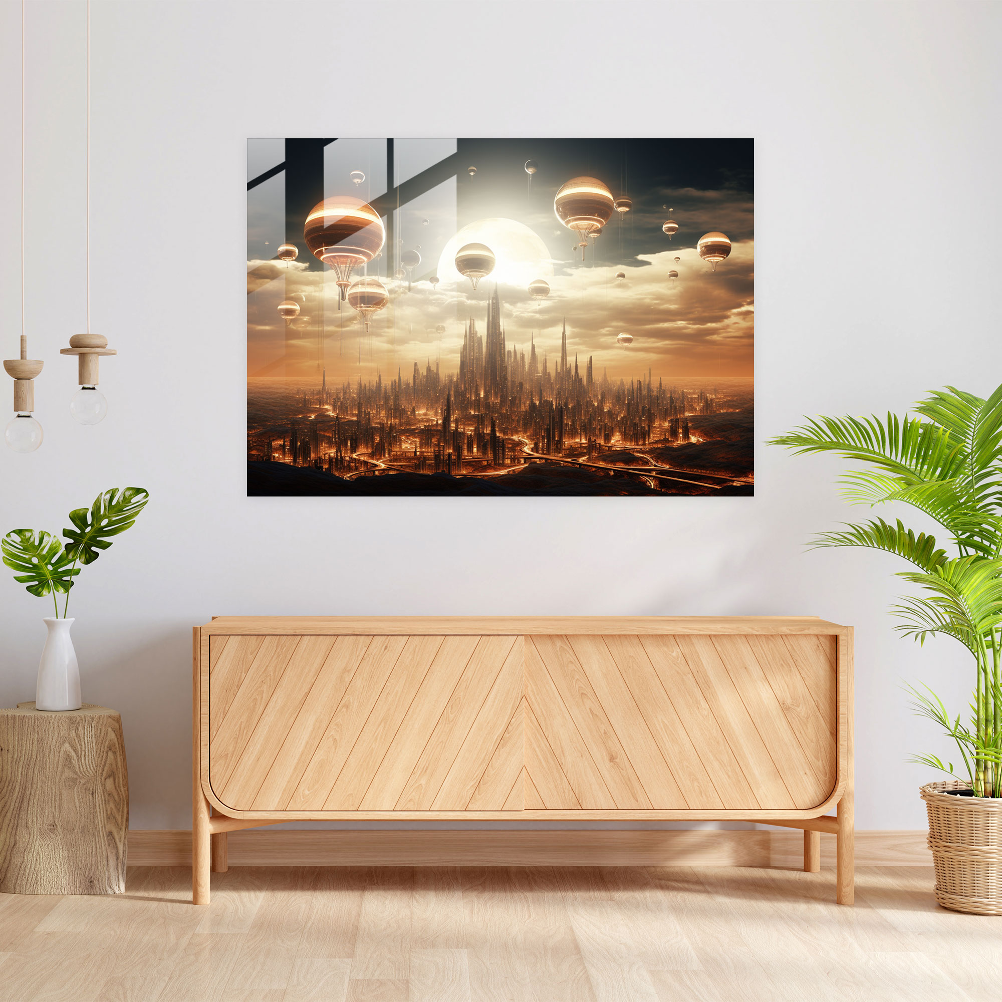 Travel Wall Decoration - Travel, Dreamlike City, Floating In The Sky, Glass Wall Art