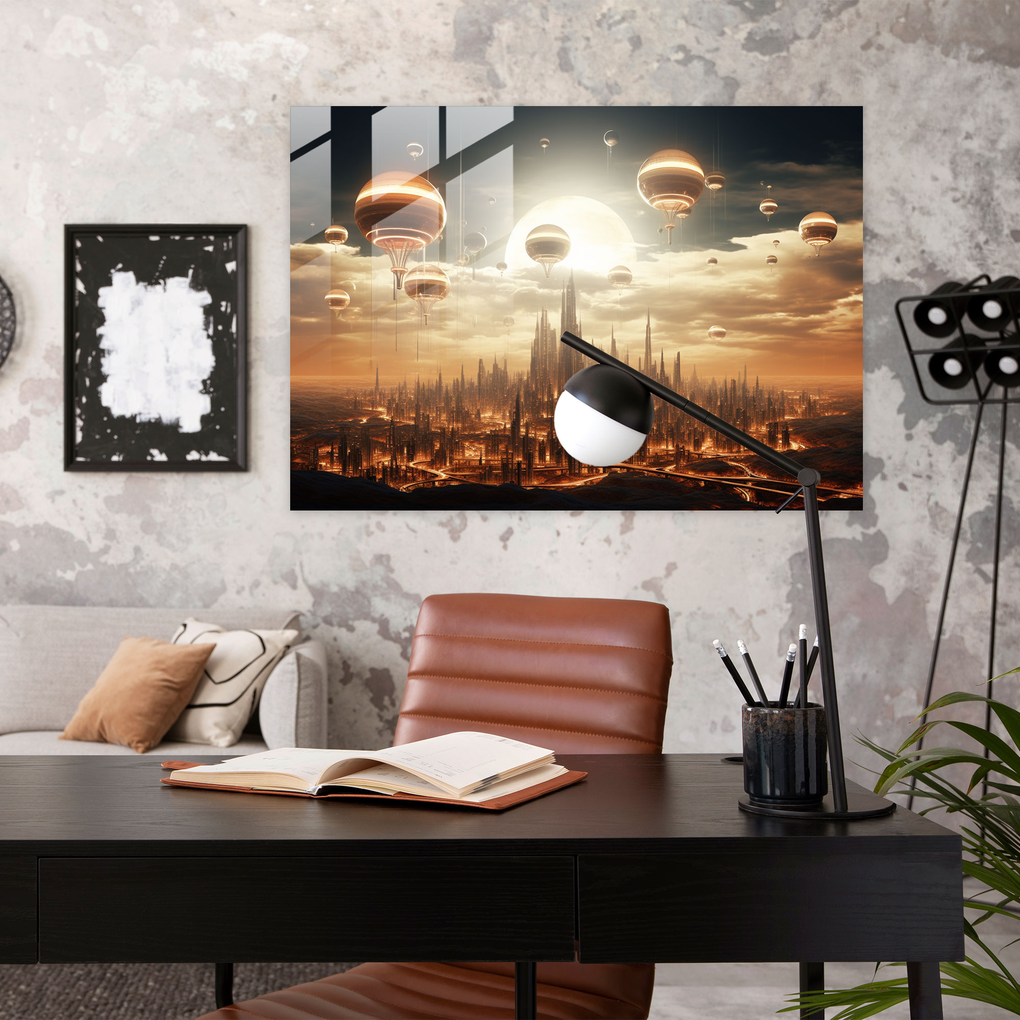 Travel Wall Decoration - Travel, Dreamlike City, Floating In The Sky, Glass Wall Art