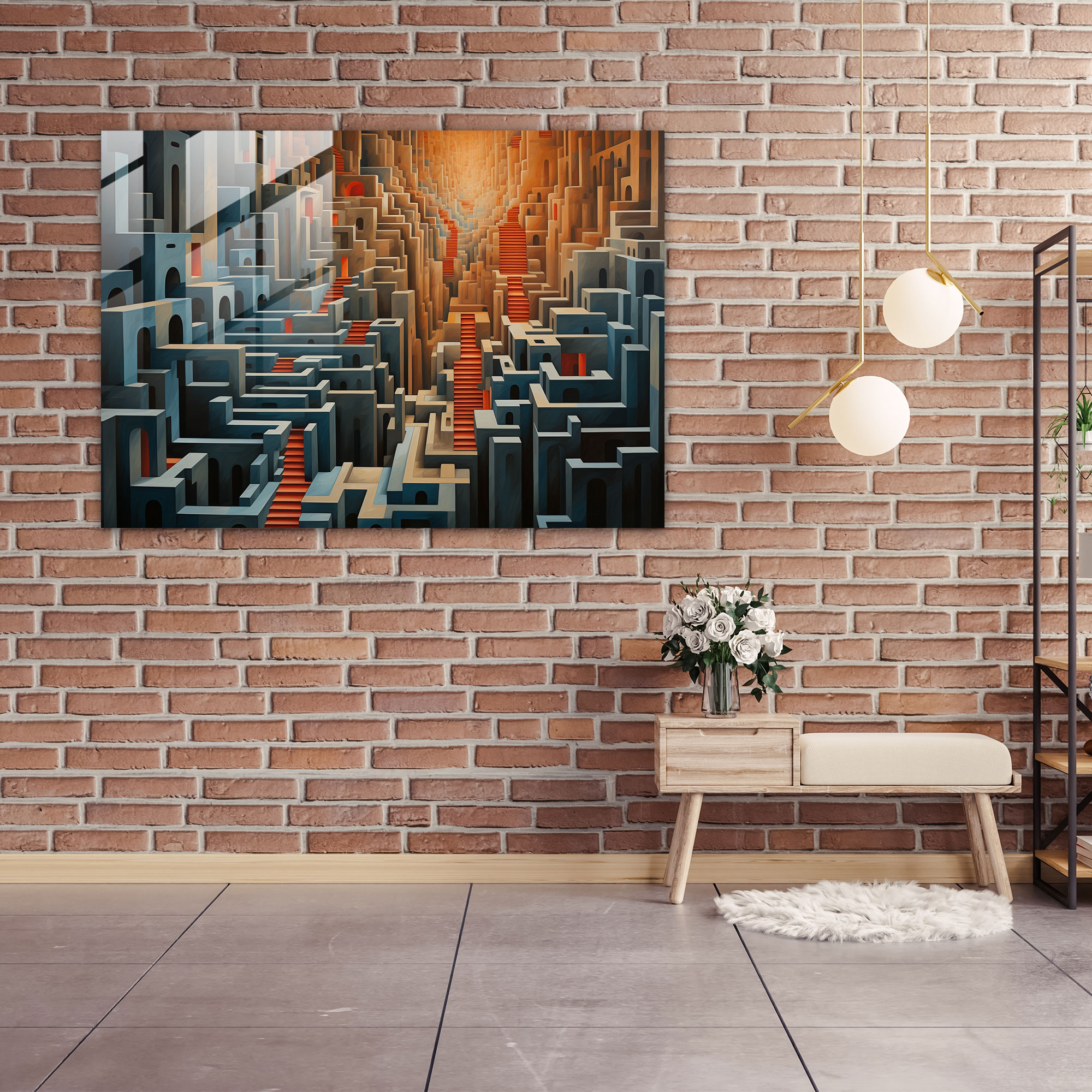 Travel Home Decoration - Travel, Glass Wall Art, Geometric Abstraction, Mystique