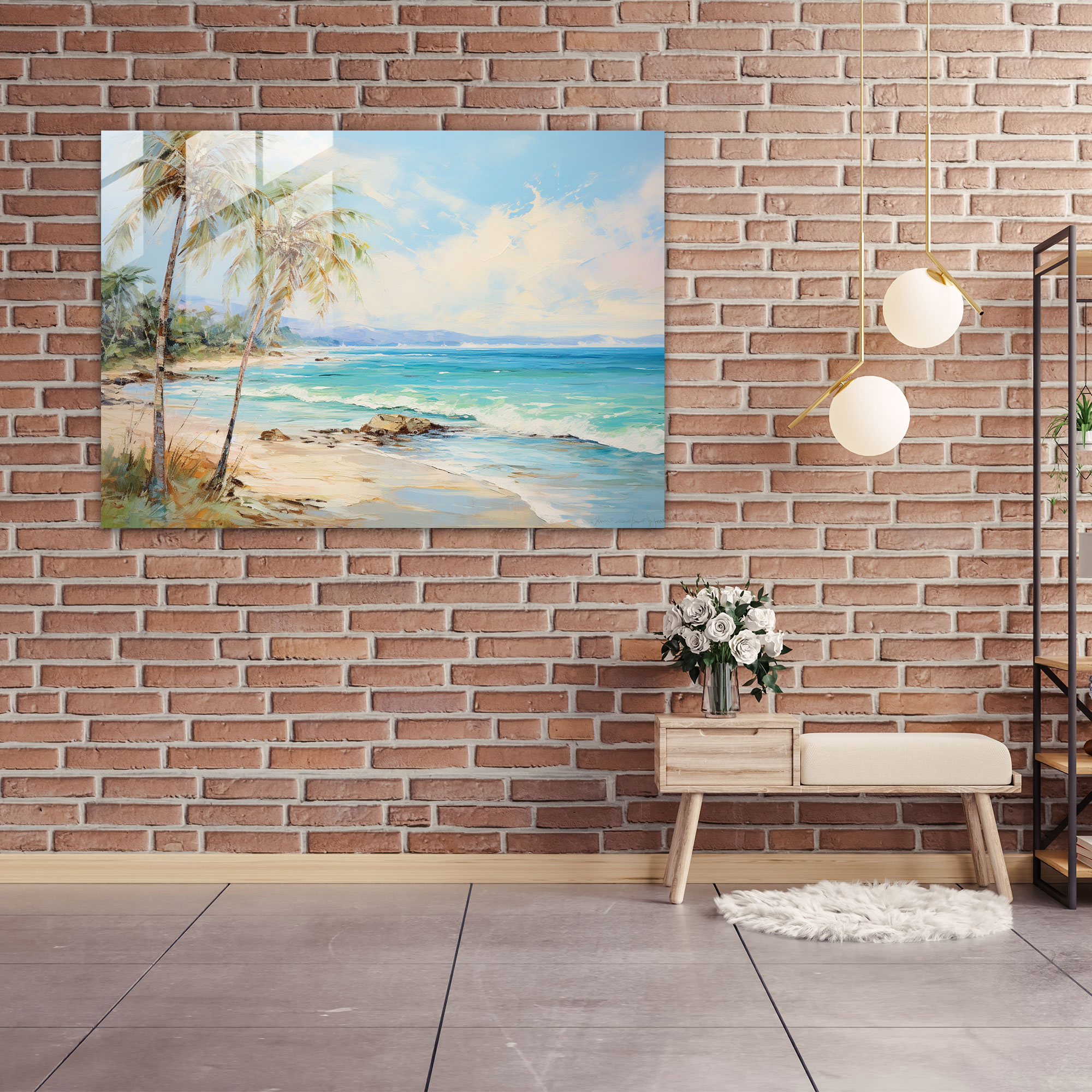 Travel Glass Wall Art - Travel, Tropical Paradise, Beach Scene, Wall Decoration