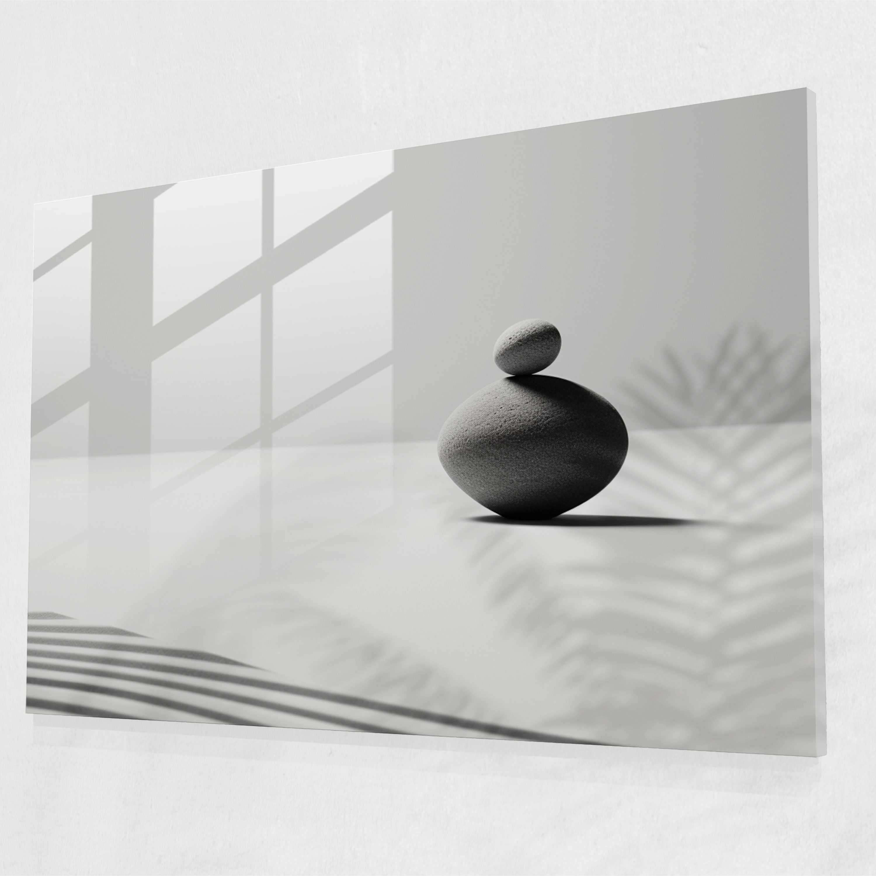 Zen Bahçesi Cam Duvar Sanatı - Zen Bahçesi Cam Tablo Minimalist