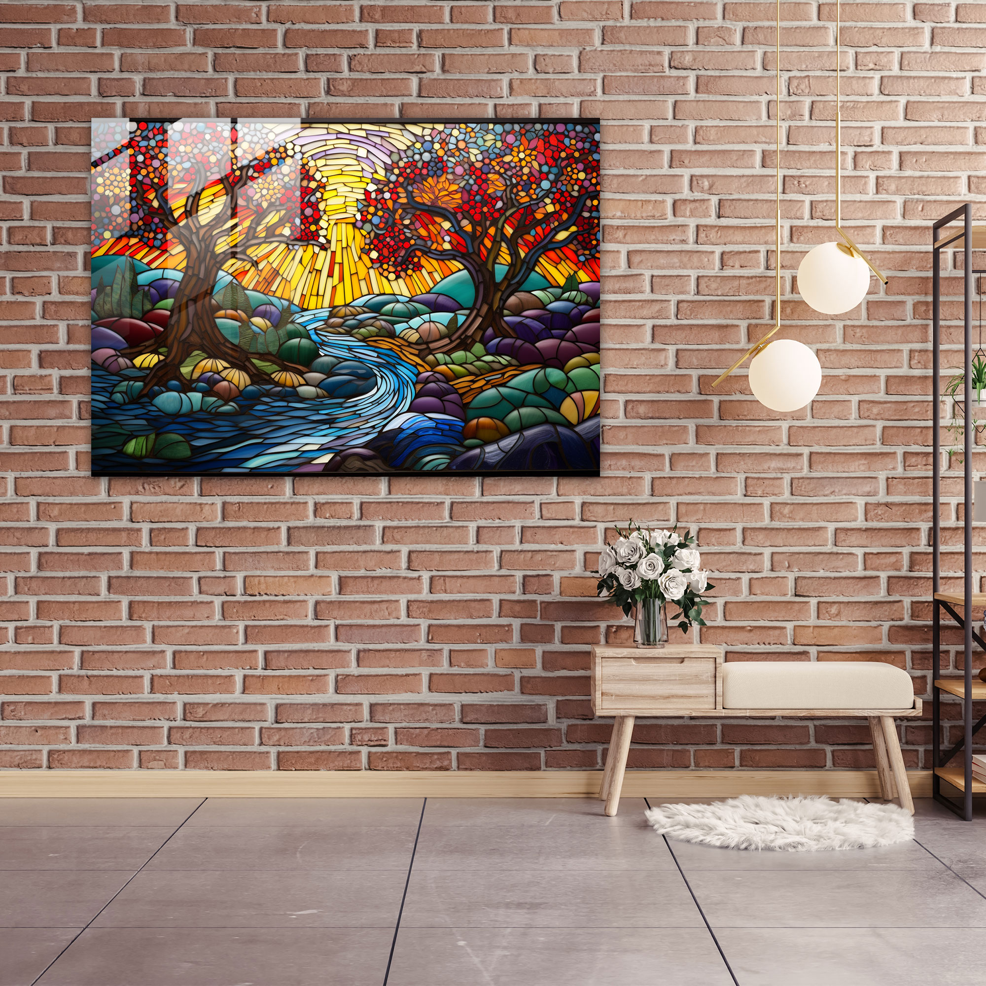 Zen Garden Stained Glass Art - The Zen Garden, Home Decoration, Glass Wall Art, Zen Garden