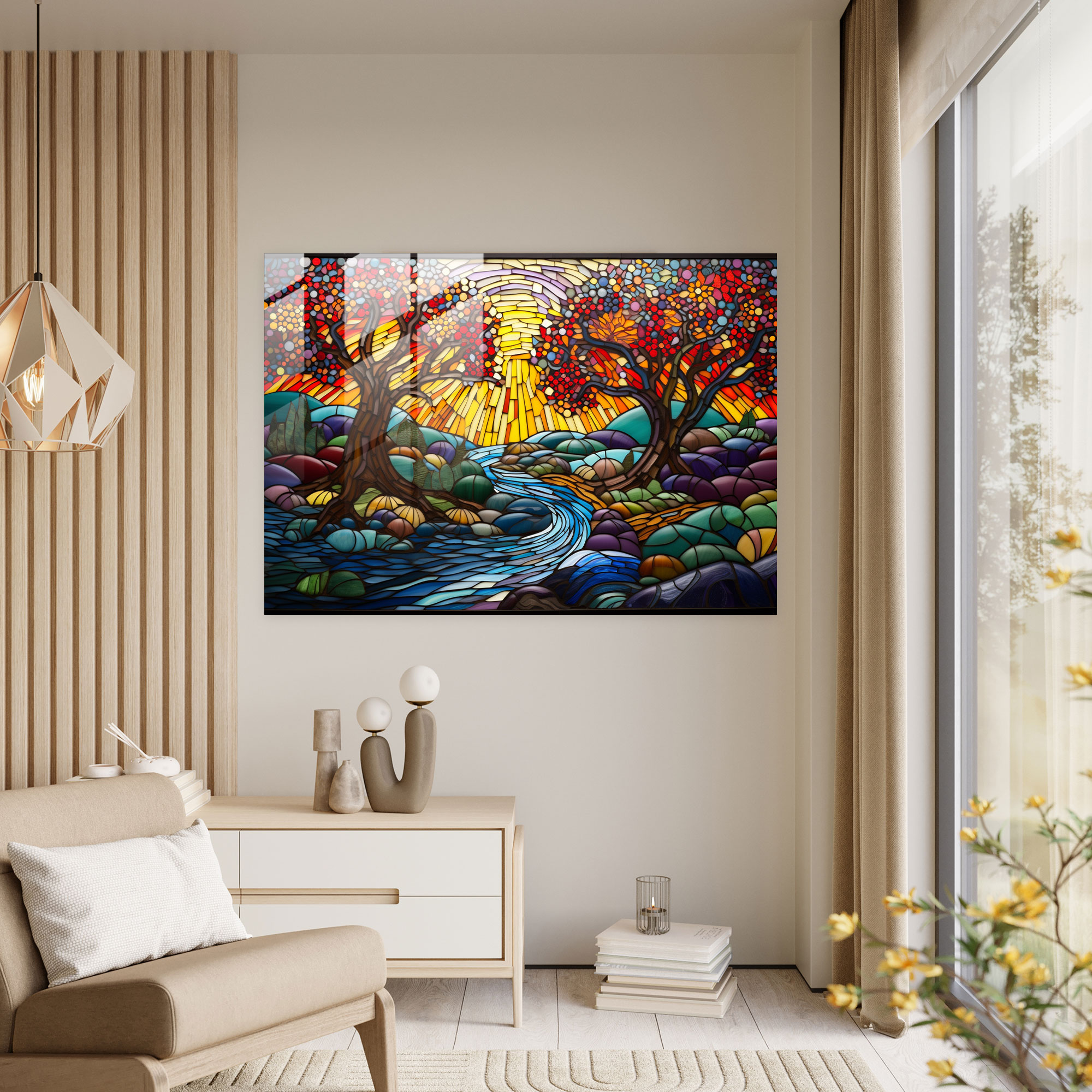 Zen Garden Stained Glass Art - The Zen Garden, Home Decoration, Glass Wall Art, Zen Garden