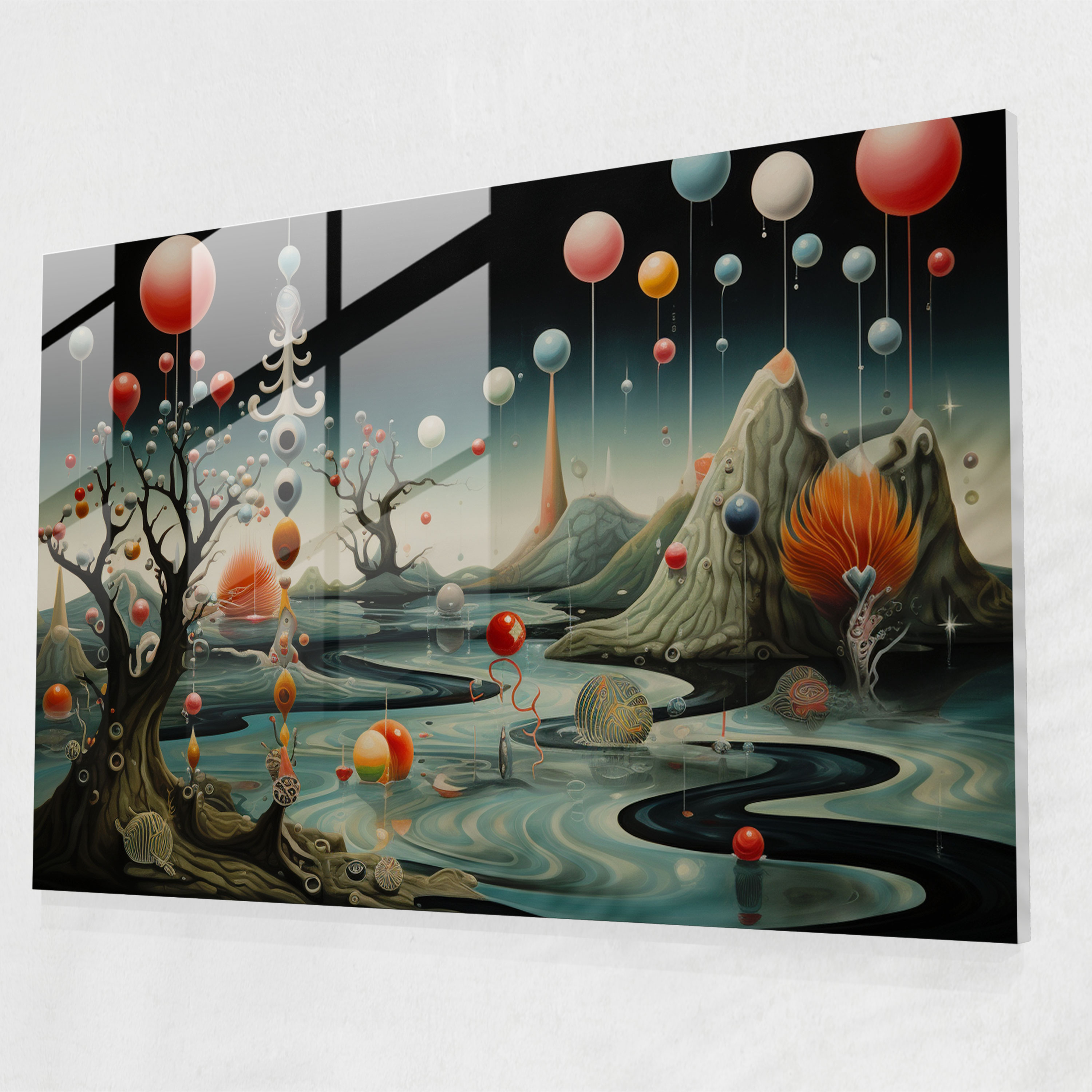 Zen Garden Mixed Media Art - The Zen Garden, Glass Art, Wall Decoration, Floating Orbs