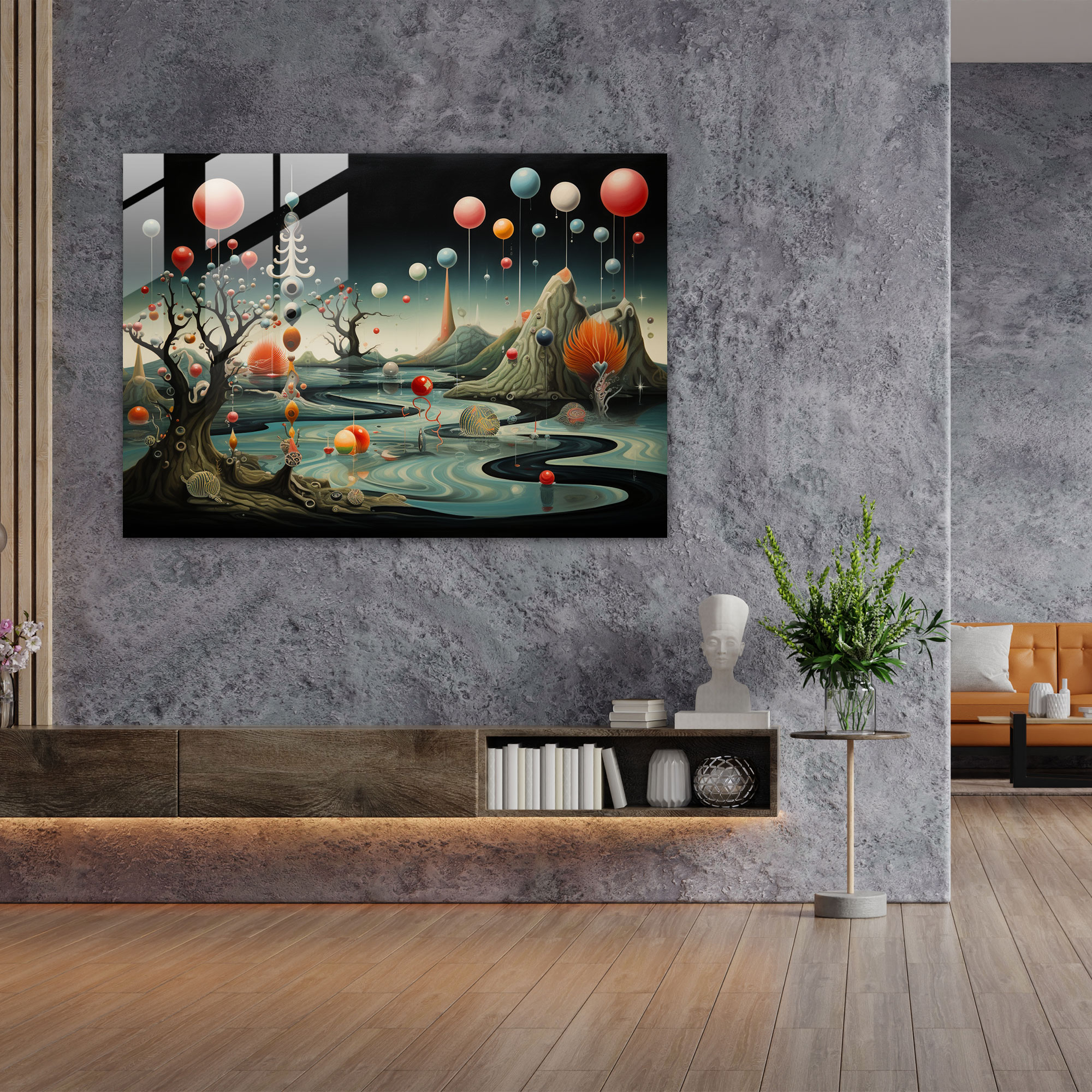 Zen Garden Mixed Media Art - The Zen Garden, Glass Art, Wall Decoration, Floating Orbs