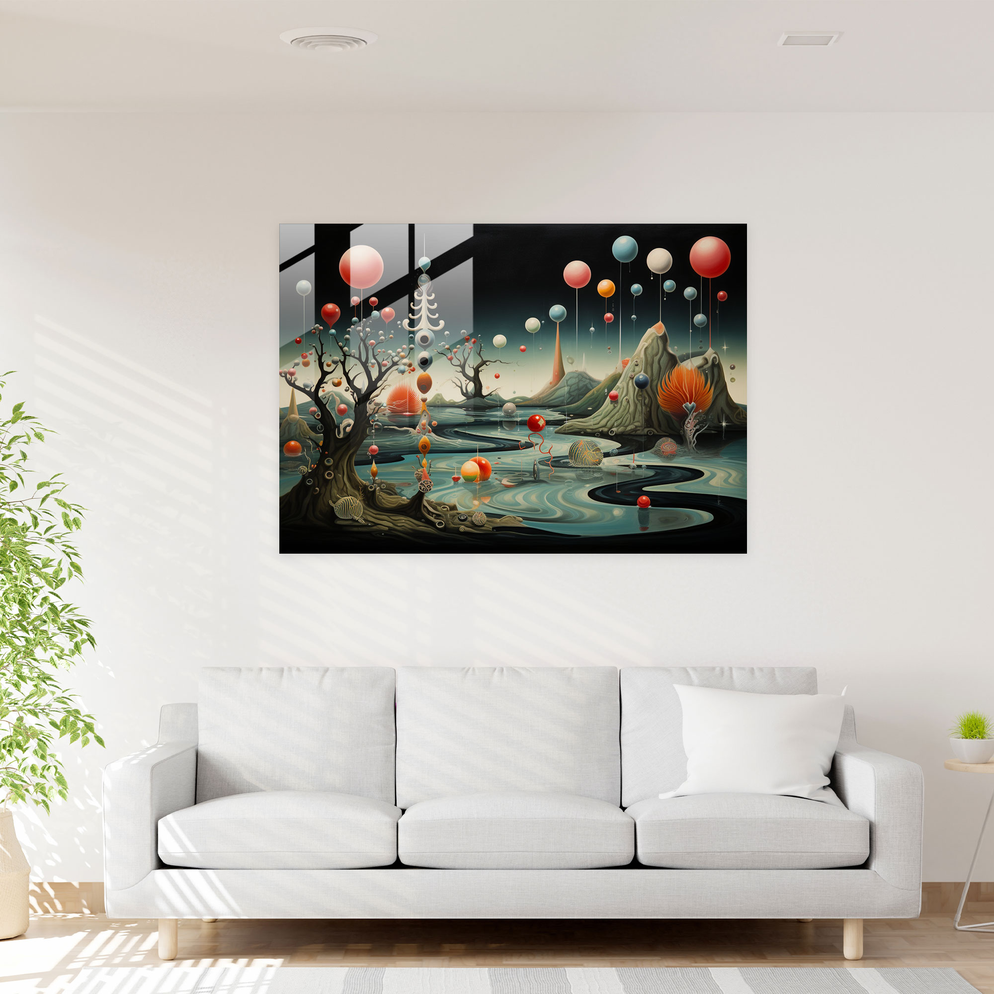Zen Garden Mixed Media Art - The Zen Garden, Glass Art, Wall Decoration, Floating Orbs