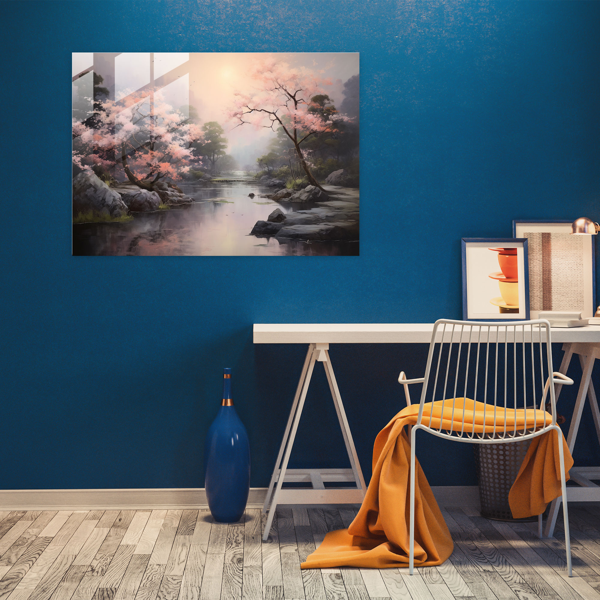 Zen Garden Oil Painting - The Zen Garden, Glass Print, Delicate Brushstrokes, Zen Garden