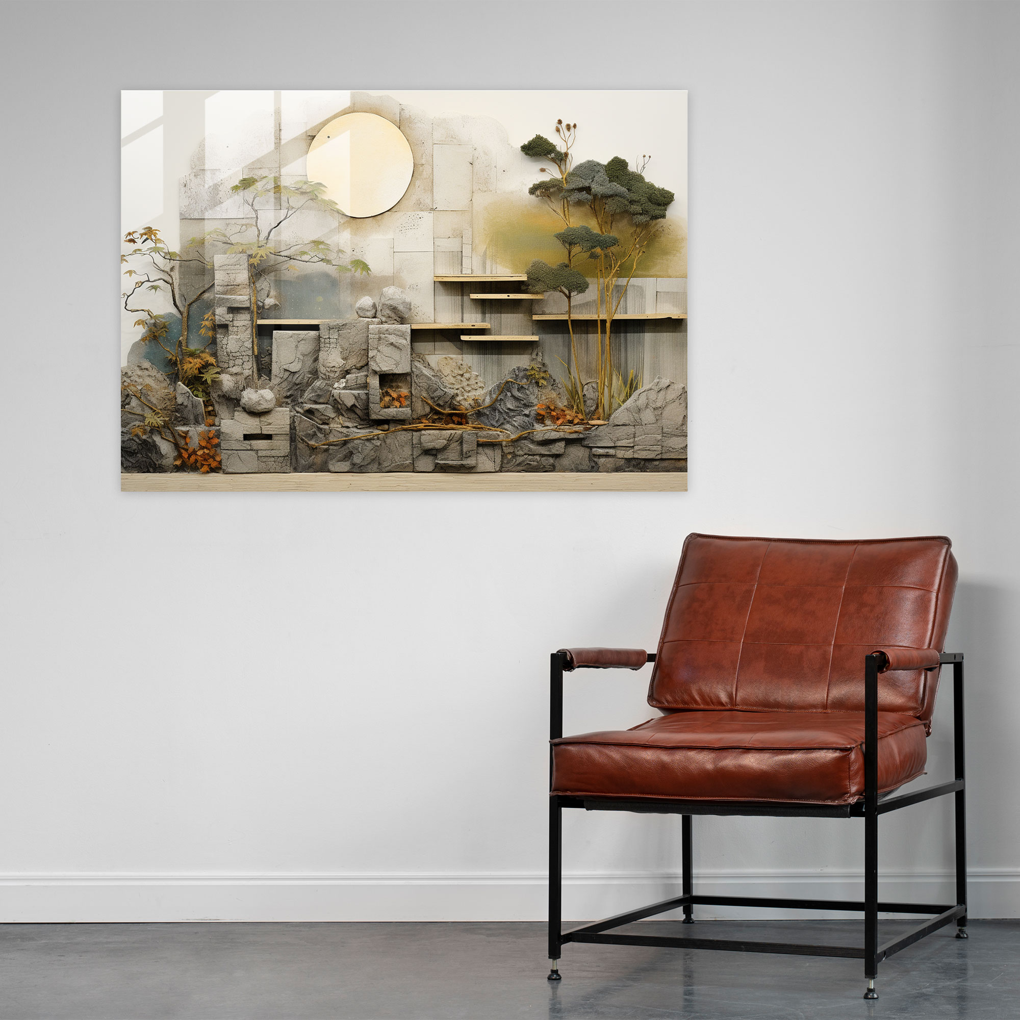 Zen Bahçesi Koleksiyon Sanatı - Zen Bahçesi Modern Sanat Ev Dekorasyonu Cam Duvar Sanatı