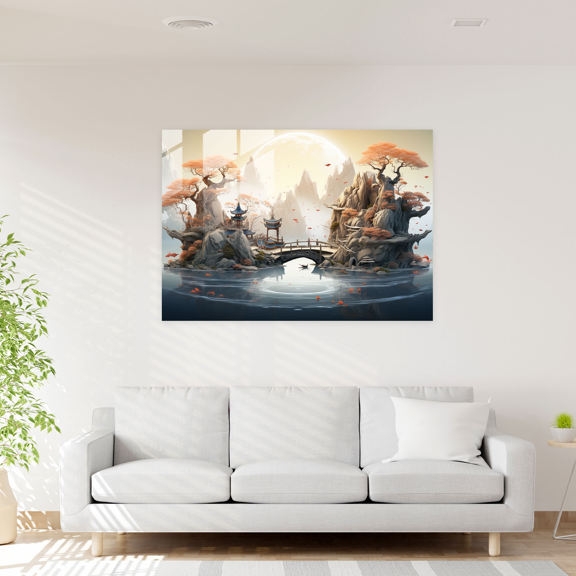 Fantasy Zen Garden Glass Art - The Zen Garden, Ethereal, Glass Art, Glass Print