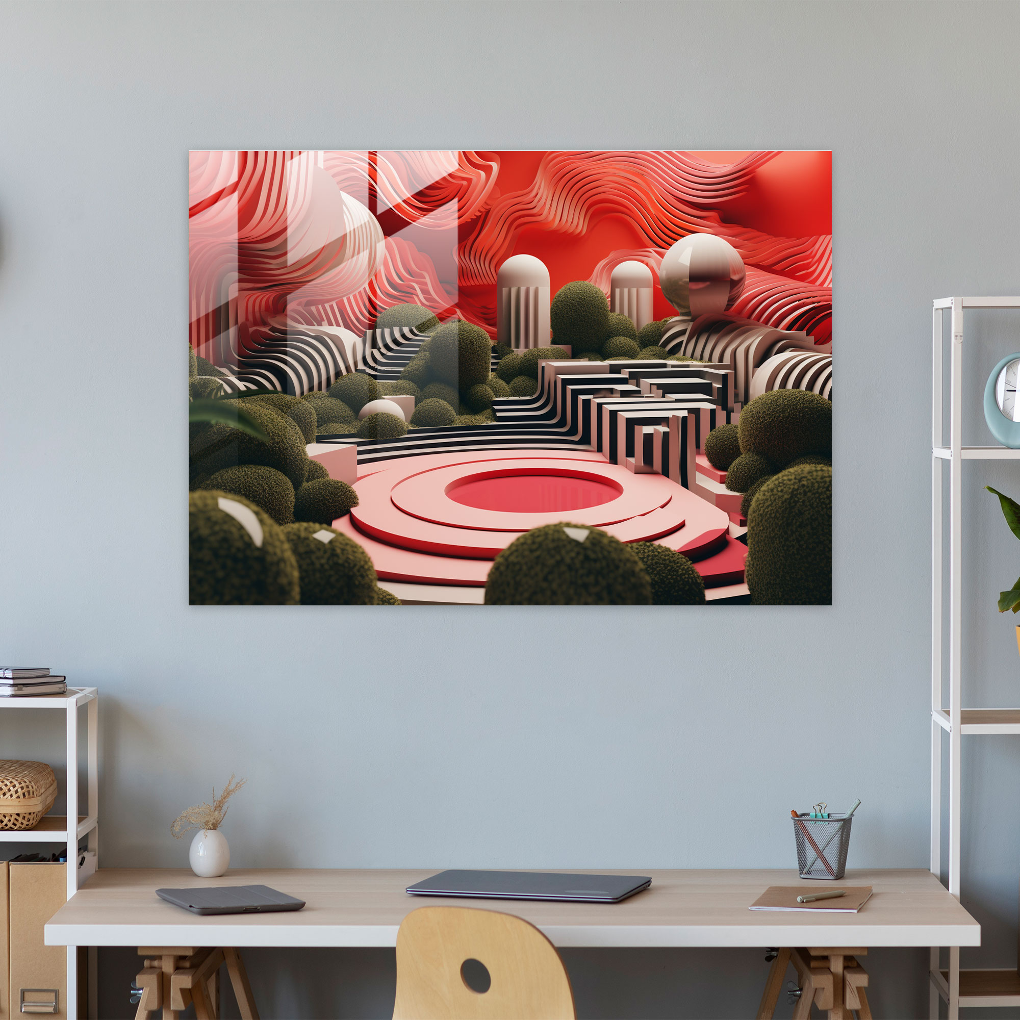 Modern Zen Bahçesi Cam Tablo - Zen Bahçesi Cam Duvar Sanatı Zen Bahçesi Modern Sanat