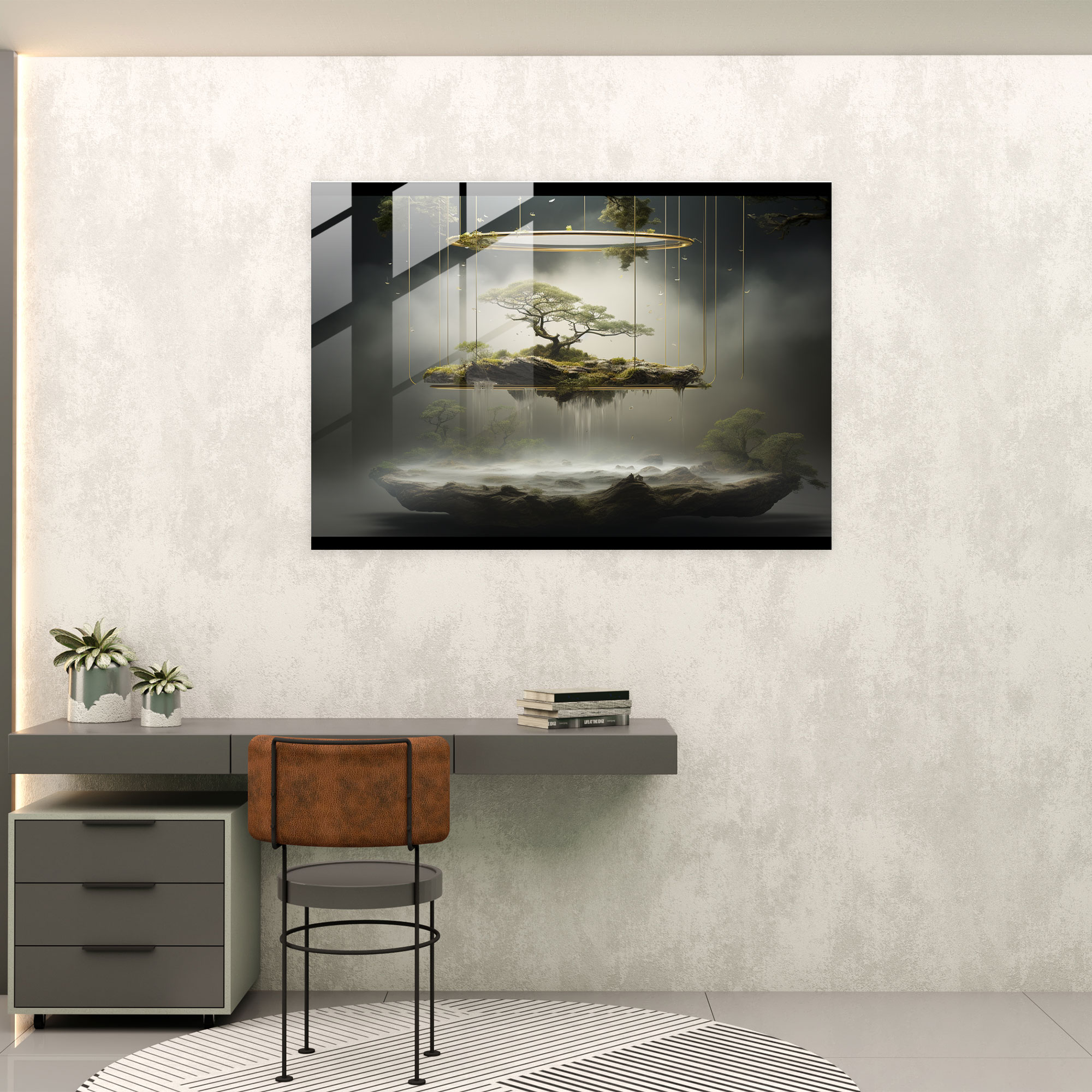 Dreamscape Zen Garden Glass Wall Art - The Zen Garden, Surrealist, Modern Art, Glass Wall Art