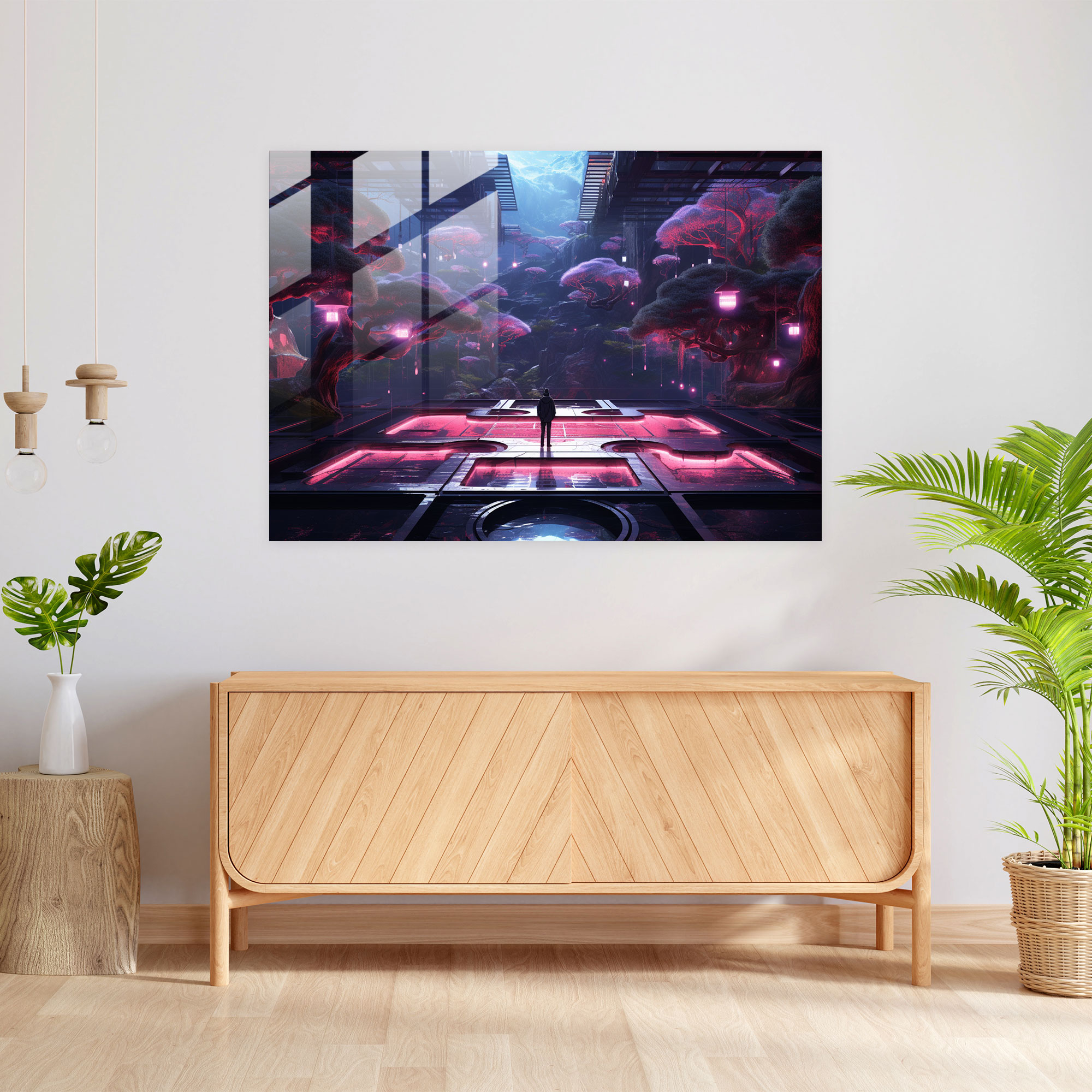 Cyber Zen Garden Glass Wall Art - The Zen Garden, Wall Decoration, Glass Art, Modern Art