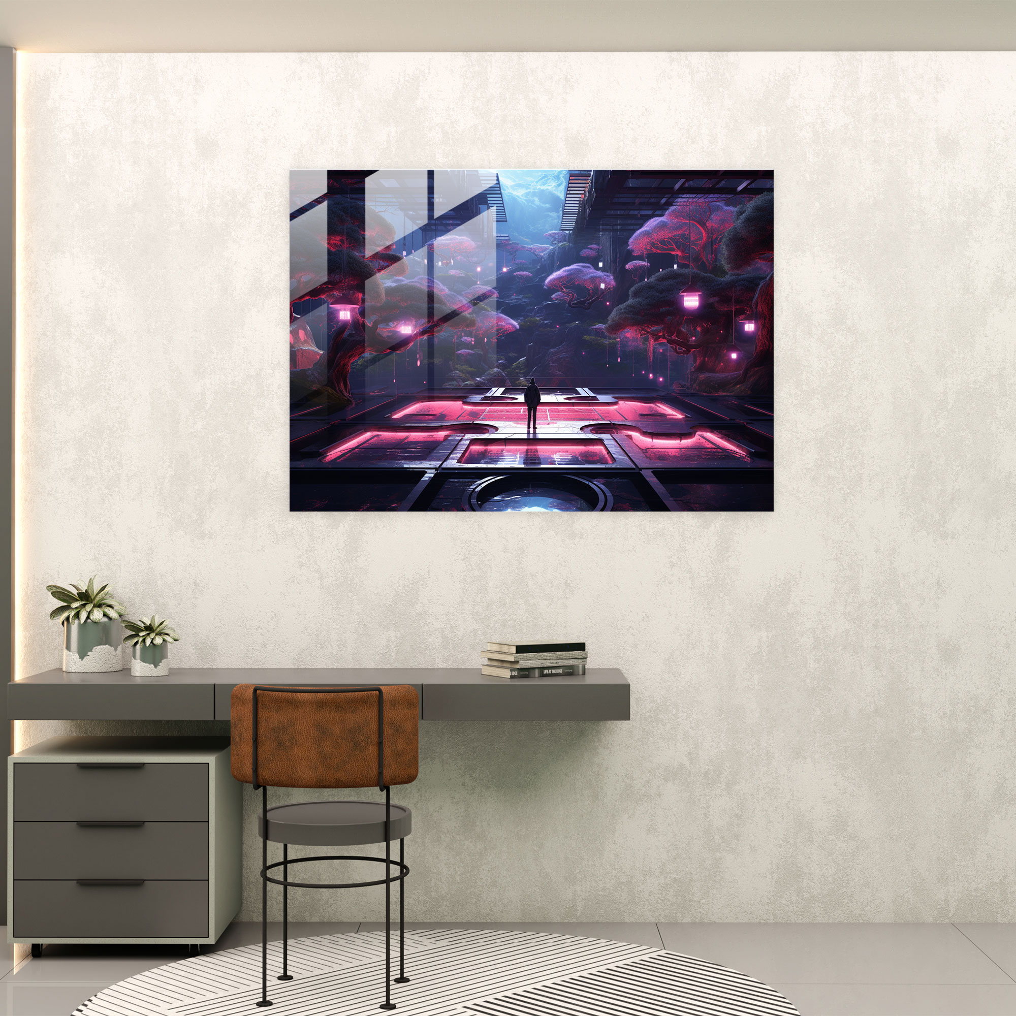 Cyber Zen Garden Glass Wall Art - The Zen Garden, Wall Decoration, Glass Art, Modern Art