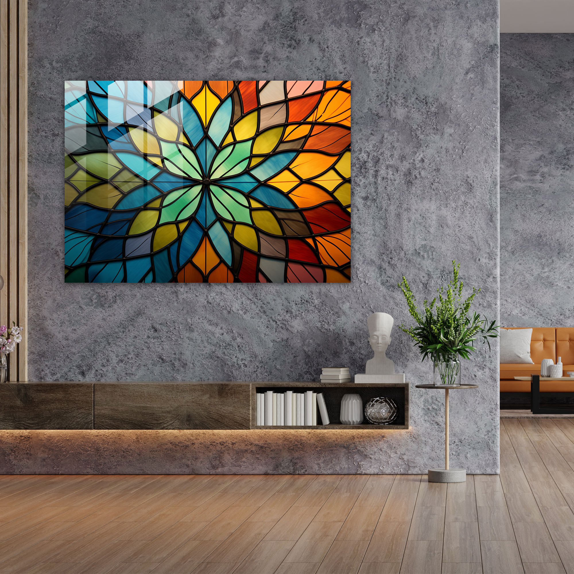 Zen Garden Stained Glass Wall Art - The Zen Garden, Stained Glass Design, Zen Buddhism, Home Decoration