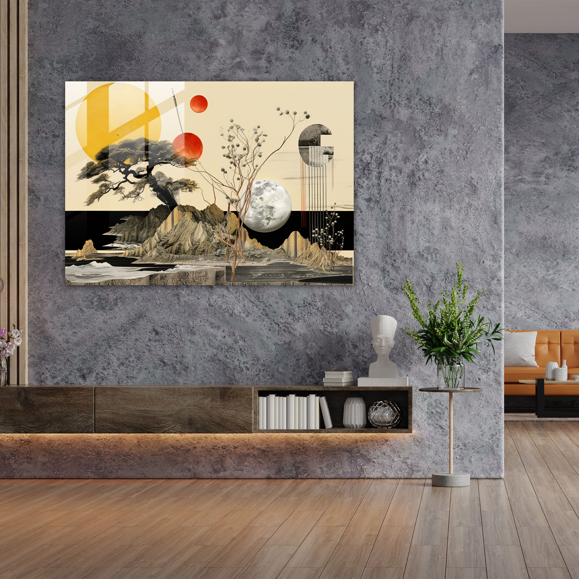 Zen Bahçesi Koleksiyonu Cam Duvar Sanatı - Zen Bahçesi Cam Sanatı Modern Sanat Ev Dekorasyonu