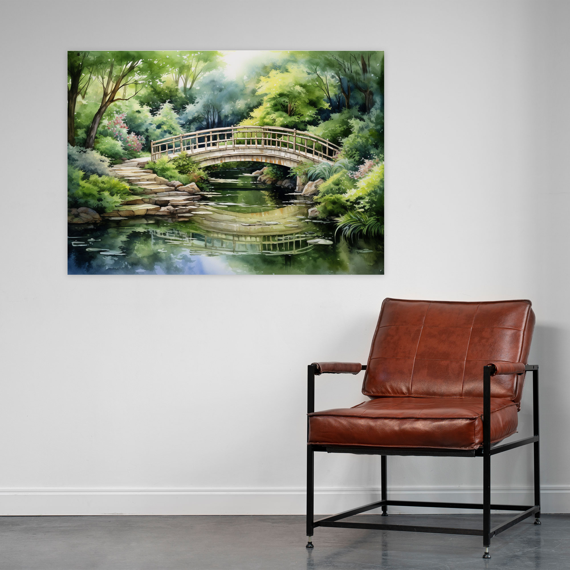Watercolor Zen Garden Canvas Print - The Zen Garden, Greenery, Wall Decoration, Wall Art