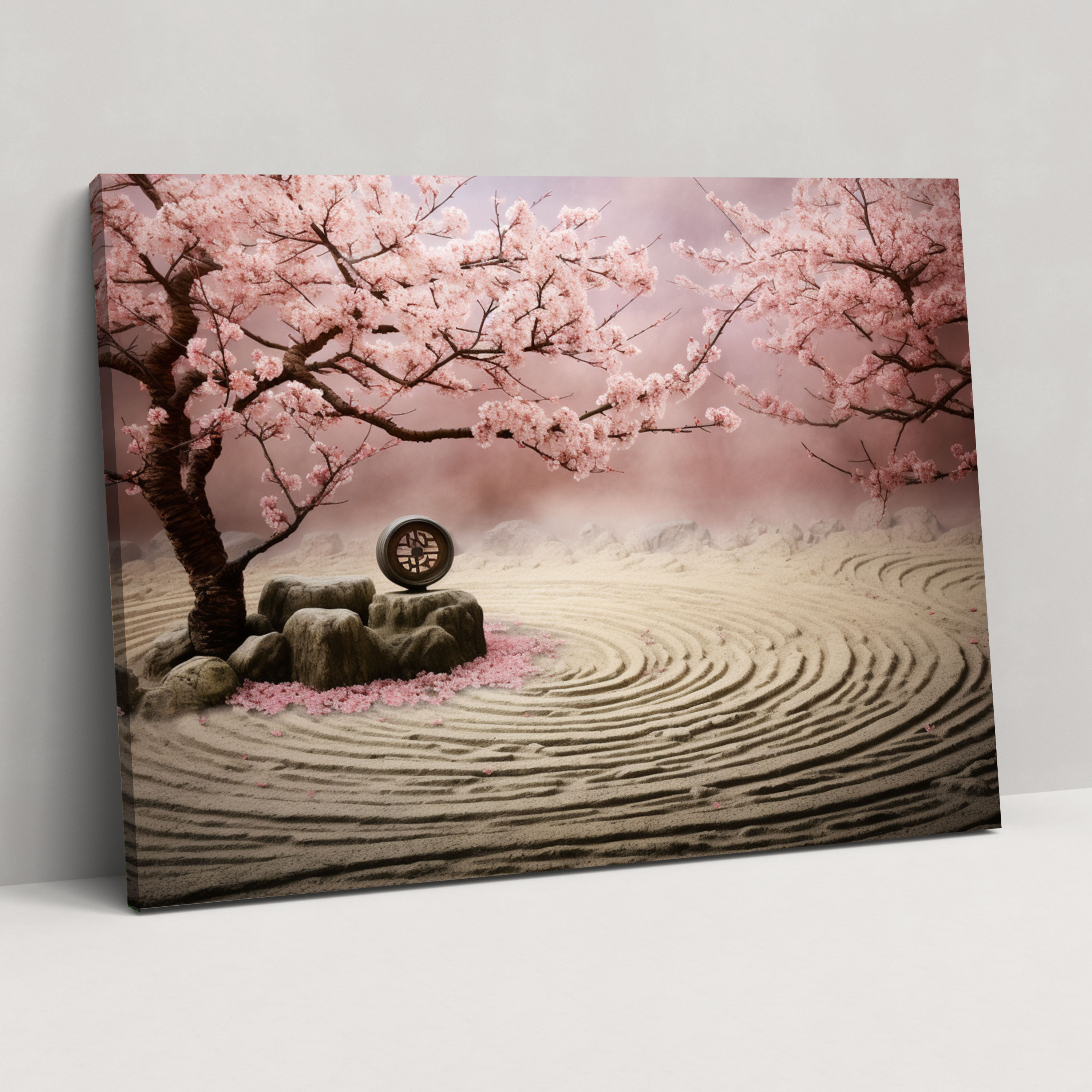 Cherry Blossom Zen Garden Wall Art - The Zen Garden, Canvas, Tranquility, Wall Decoration
