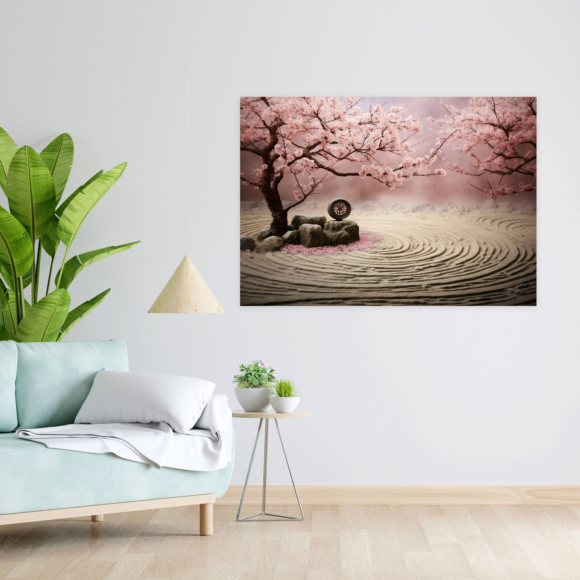 Cherry Blossom Zen Garden Wall Art - The Zen Garden, Canvas, Tranquility, Wall Decoration
