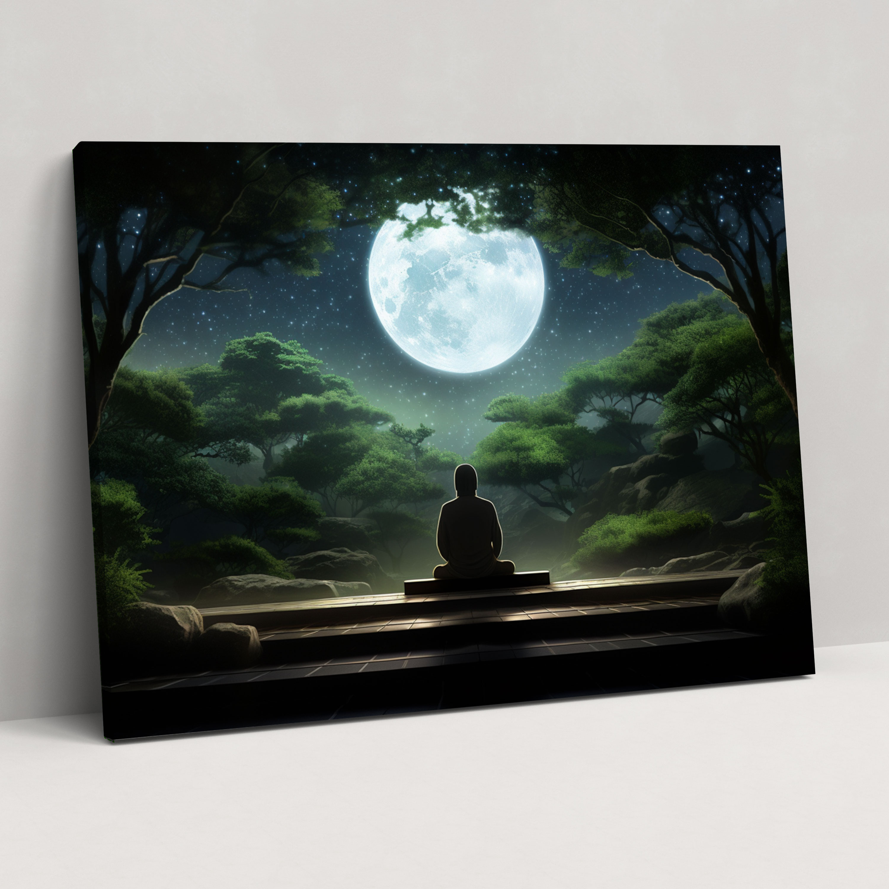 Moonlit Zen Garden Canvas Print - The Zen Garden, Canvas Wall Art, Canvas Print, Zen Garden