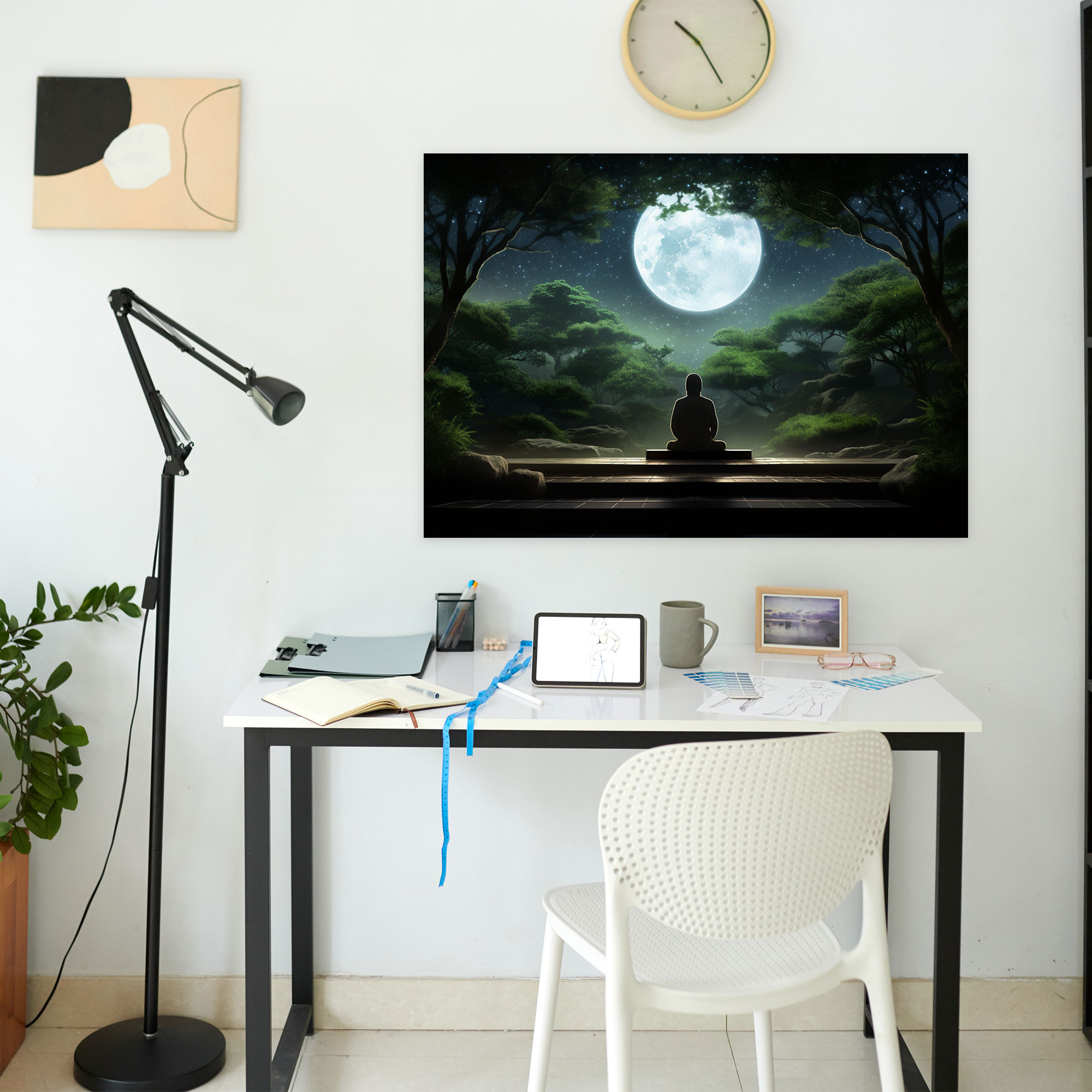 Moonlit Zen Garden Canvas Print - The Zen Garden, Canvas Wall Art, Canvas Print, Zen Garden
