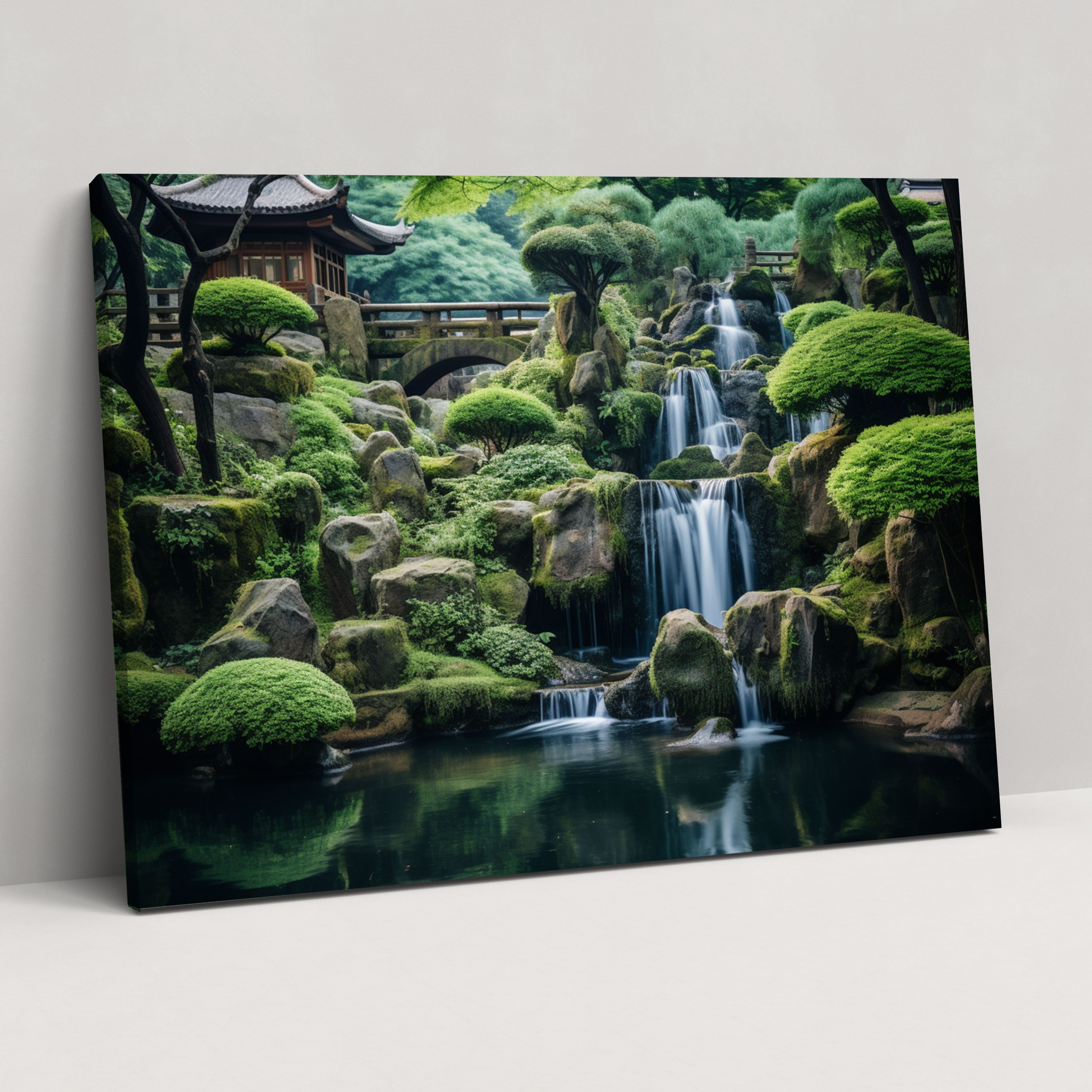 Flowing Water Zen Garden Canvas Print - The Zen Garden, Zen Garden, Serene Movement, Sound Of Waterfall