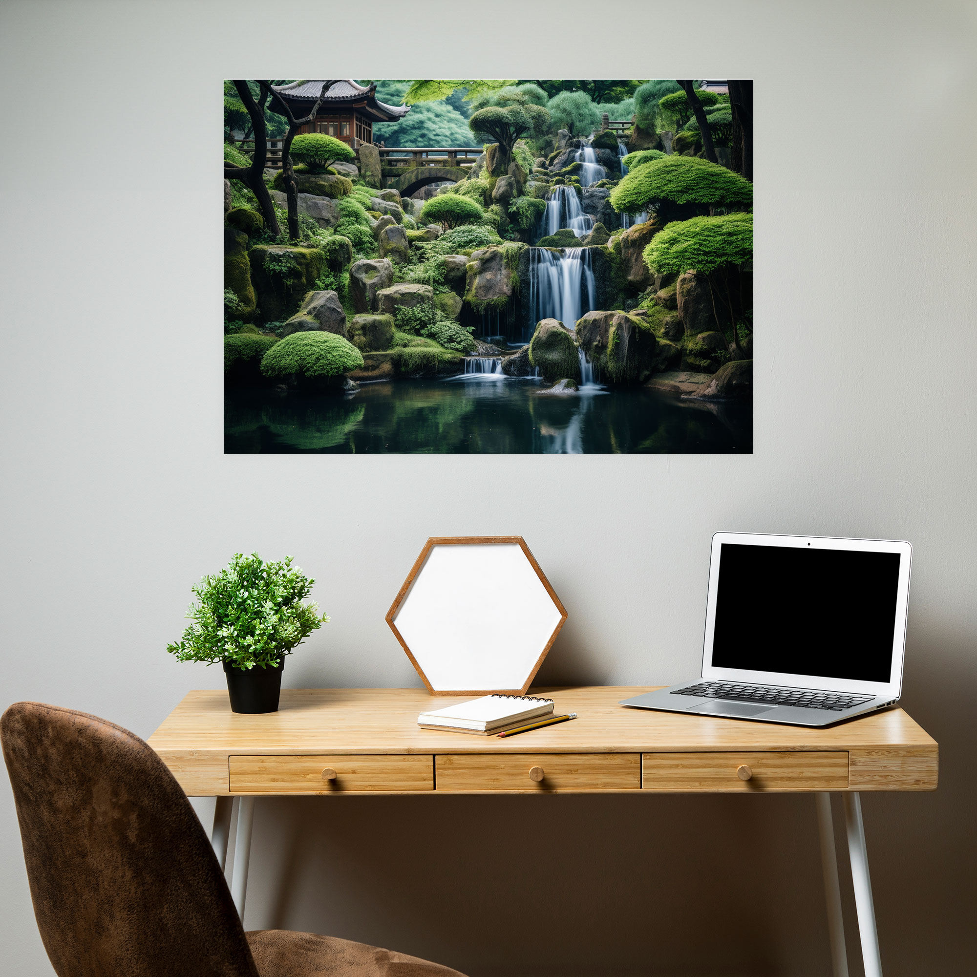 Flowing Water Zen Garden Canvas Print - The Zen Garden, Zen Garden, Serene Movement, Sound Of Waterfall