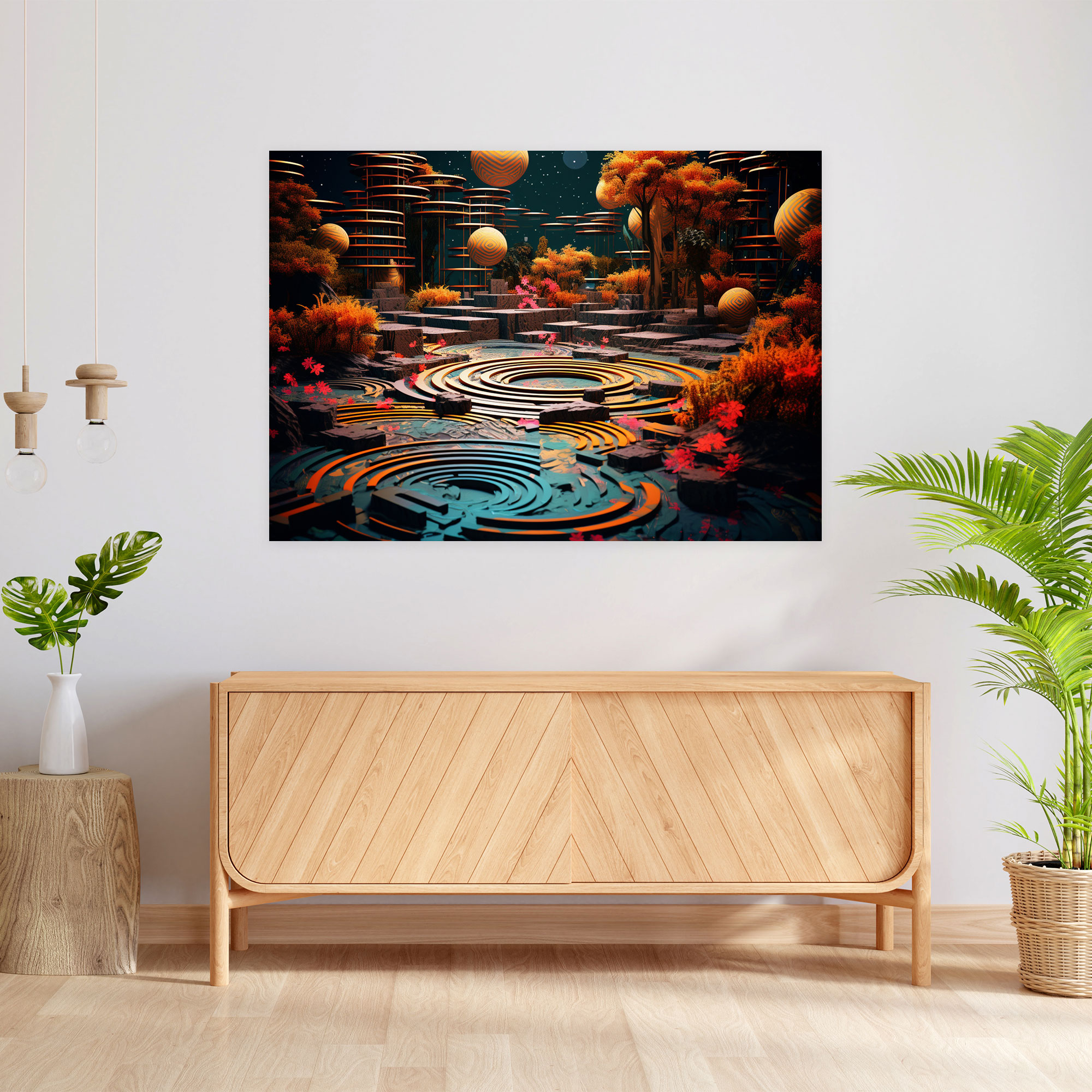 Modern Zen Garden Canvas Print - The Zen Garden, Wall Decoration, Geometric Patterns, Canvas Print
