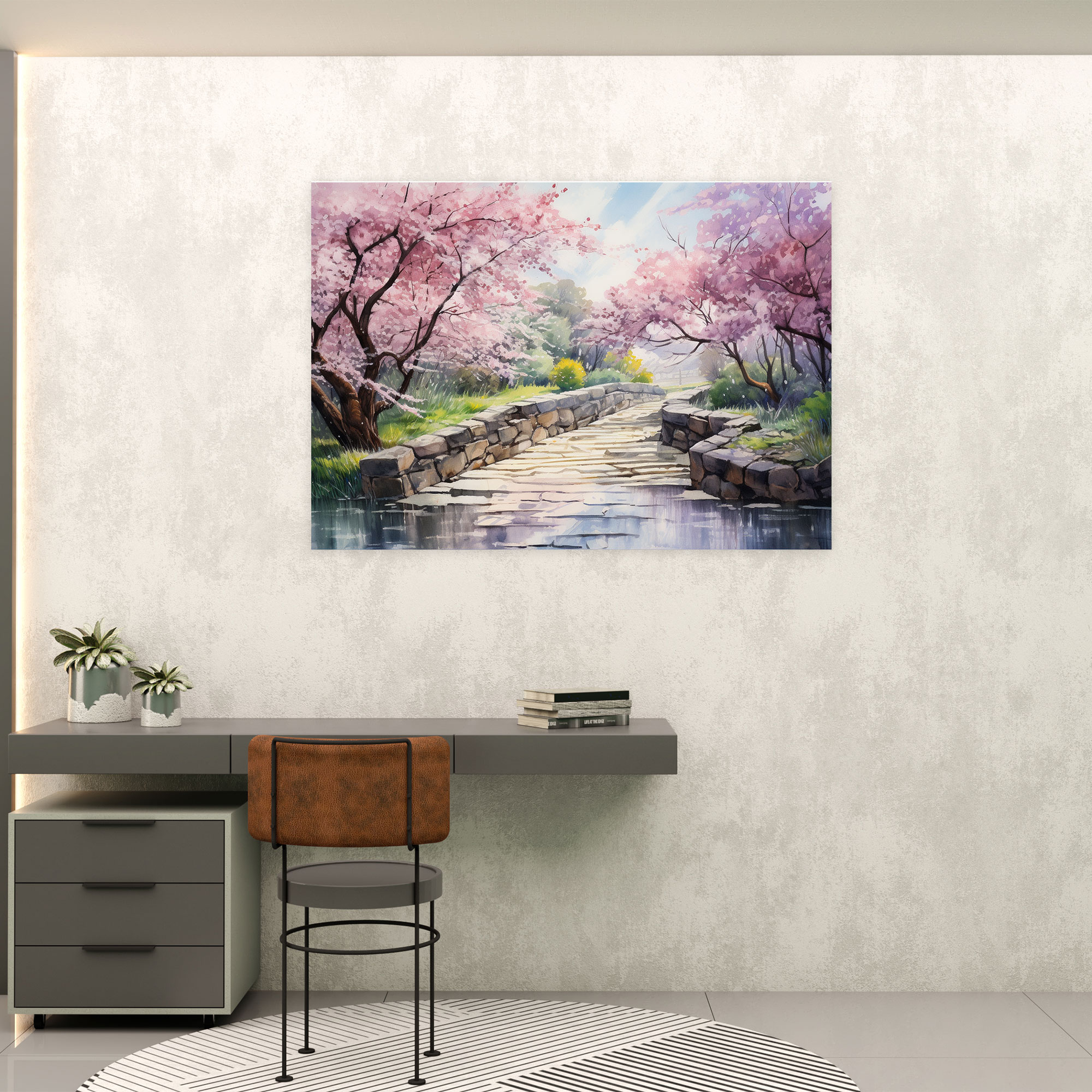 Cherry Blossom Zen Garden Canvas Print - The Zen Garden, Zen Garden, Cherry Blossom Zen Garden, Canvas Wall Art
