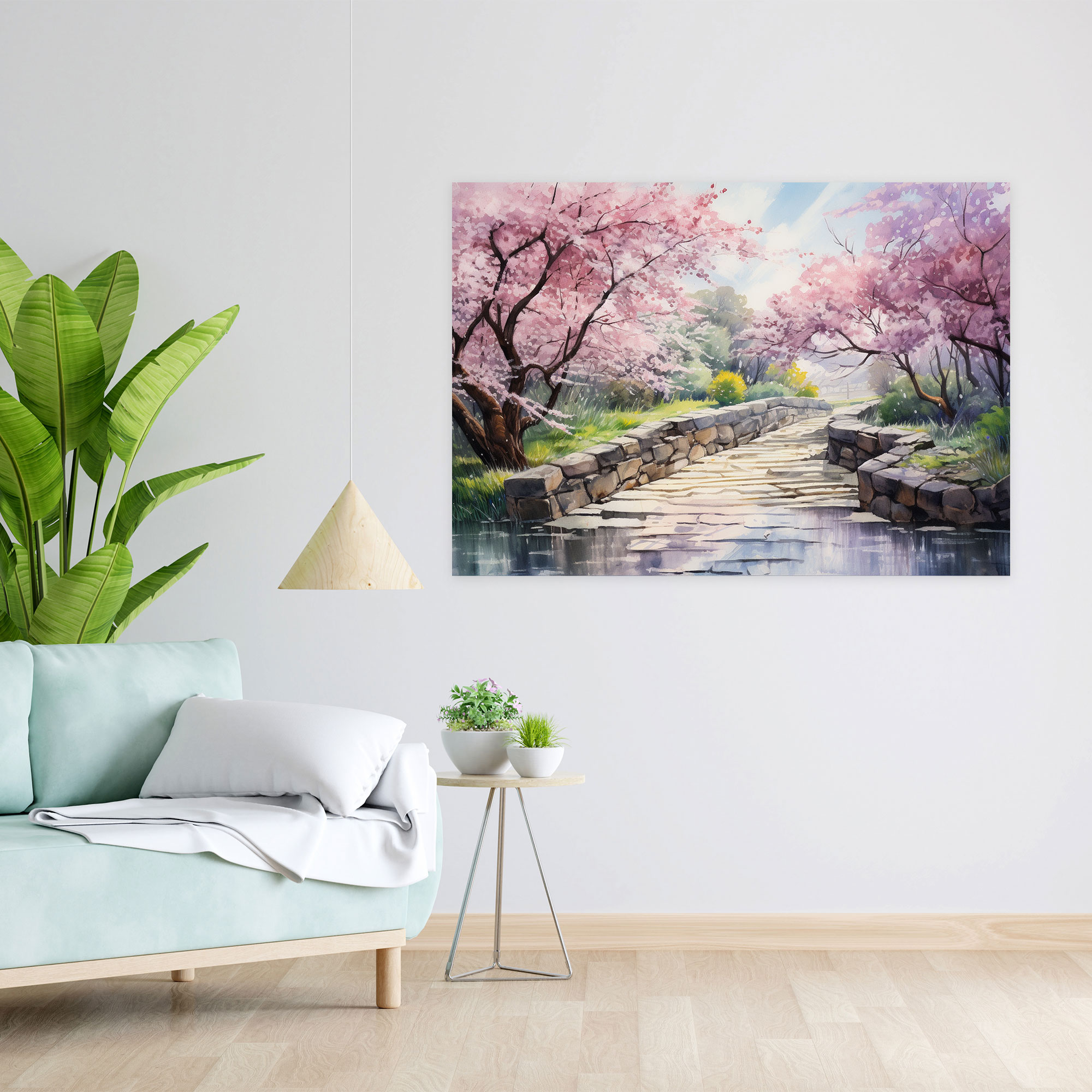 Cherry Blossom Zen Garden Canvas Print - The Zen Garden, Zen Garden, Cherry Blossom Zen Garden, Canvas Wall Art
