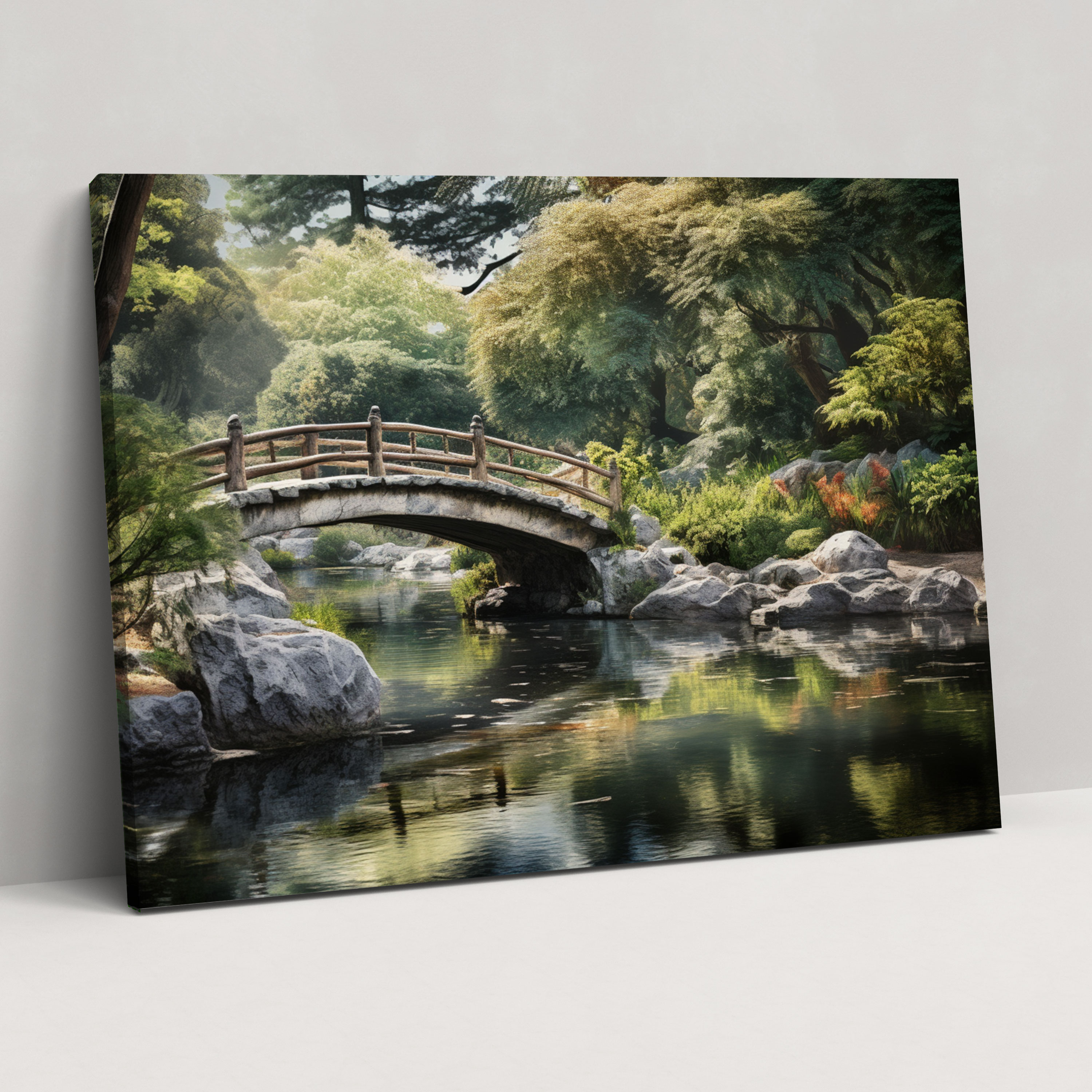 Tranquil Pond Zen Garden Canvas Print - The Zen Garden, Zen Garden, Tranquil Pond Zen Garden, Impressionistic Photograph