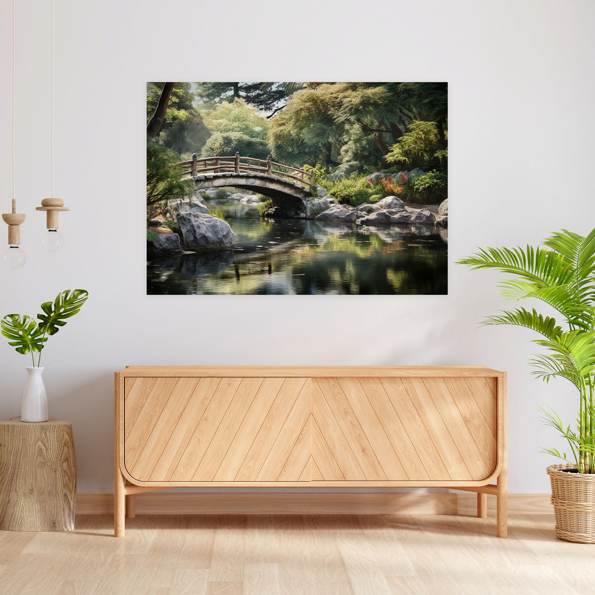 Tranquil Pond Zen Garden Canvas Print - The Zen Garden, Zen Garden, Tranquil Pond Zen Garden, Impressionistic Photograph