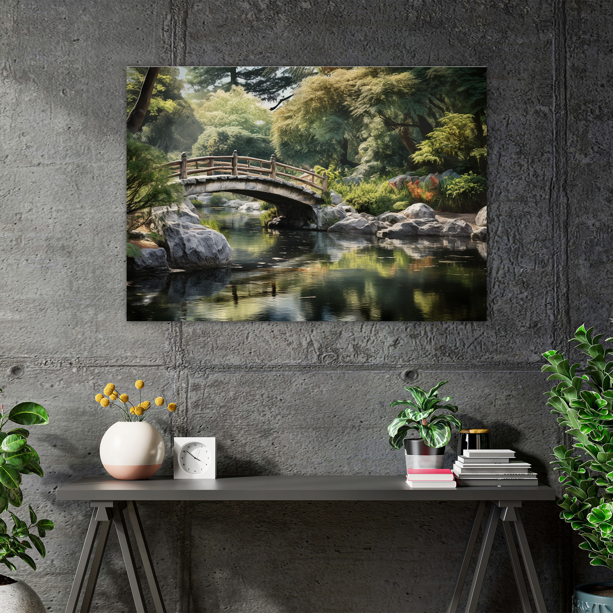 Tranquil Pond Zen Garden Canvas Print - The Zen Garden, Zen Garden, Tranquil Pond Zen Garden, Impressionistic Photograph