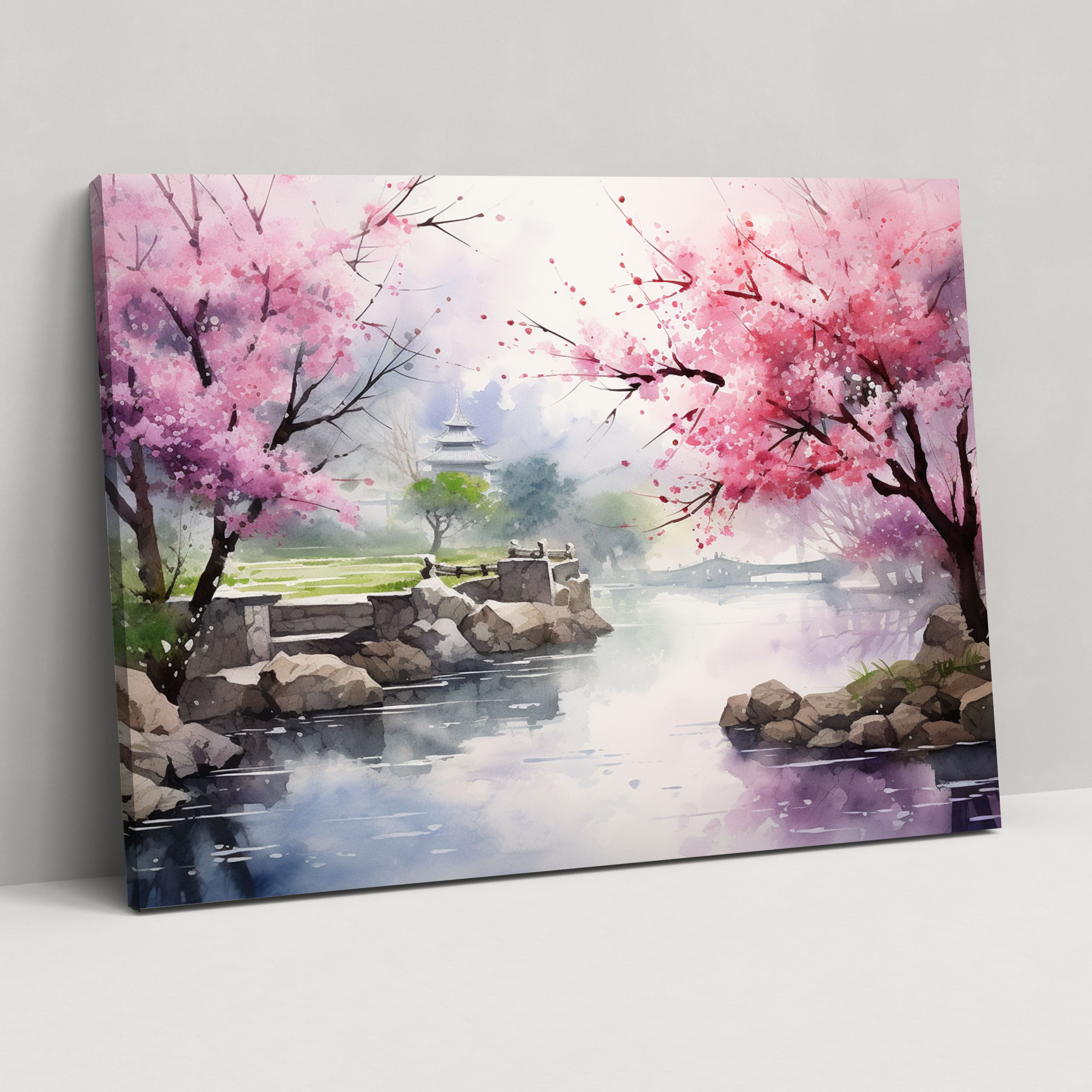 Zen Garden Canvas Print - The Zen Garden, Home Decoration, Wall Art, Watercolor Painting