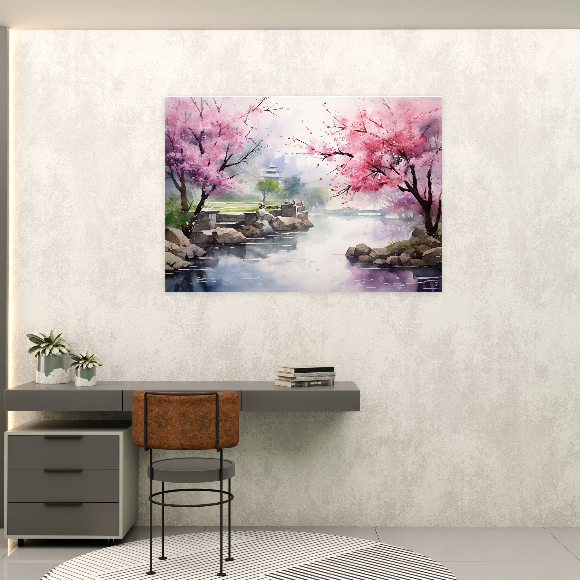 Zen Garden Canvas Print - The Zen Garden, Home Decoration, Wall Art, Watercolor Painting