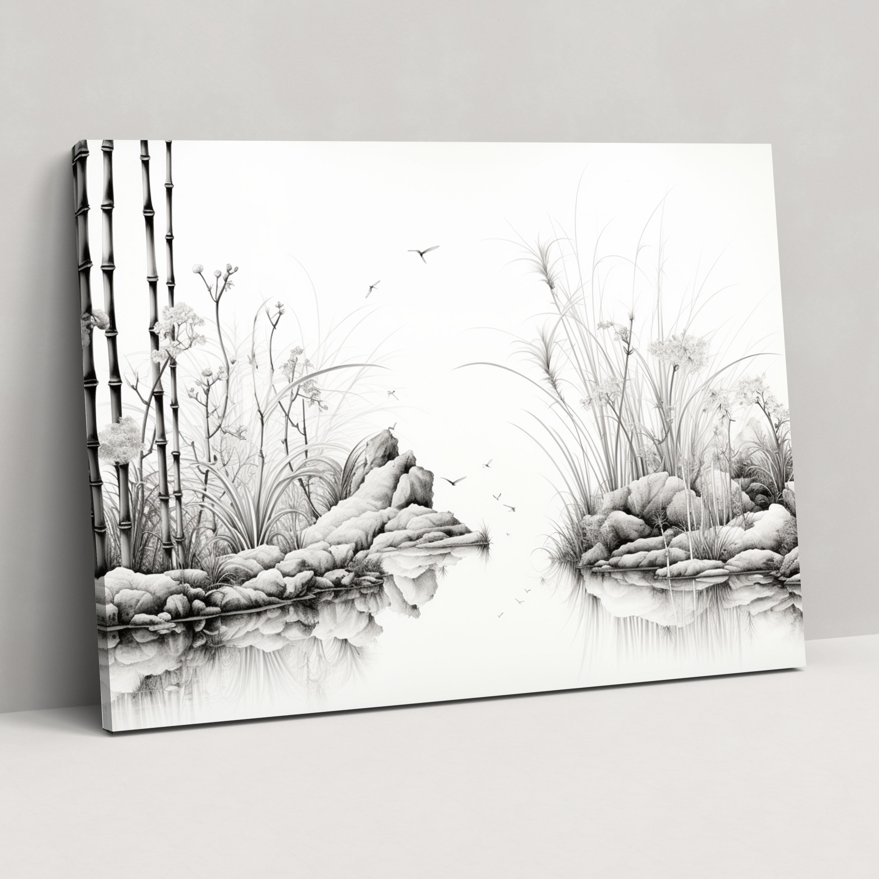 Ink Drawing Zen Garden Wall Art - The Zen Garden, Canvas Wall Art, Ink Drawing, Wall Art